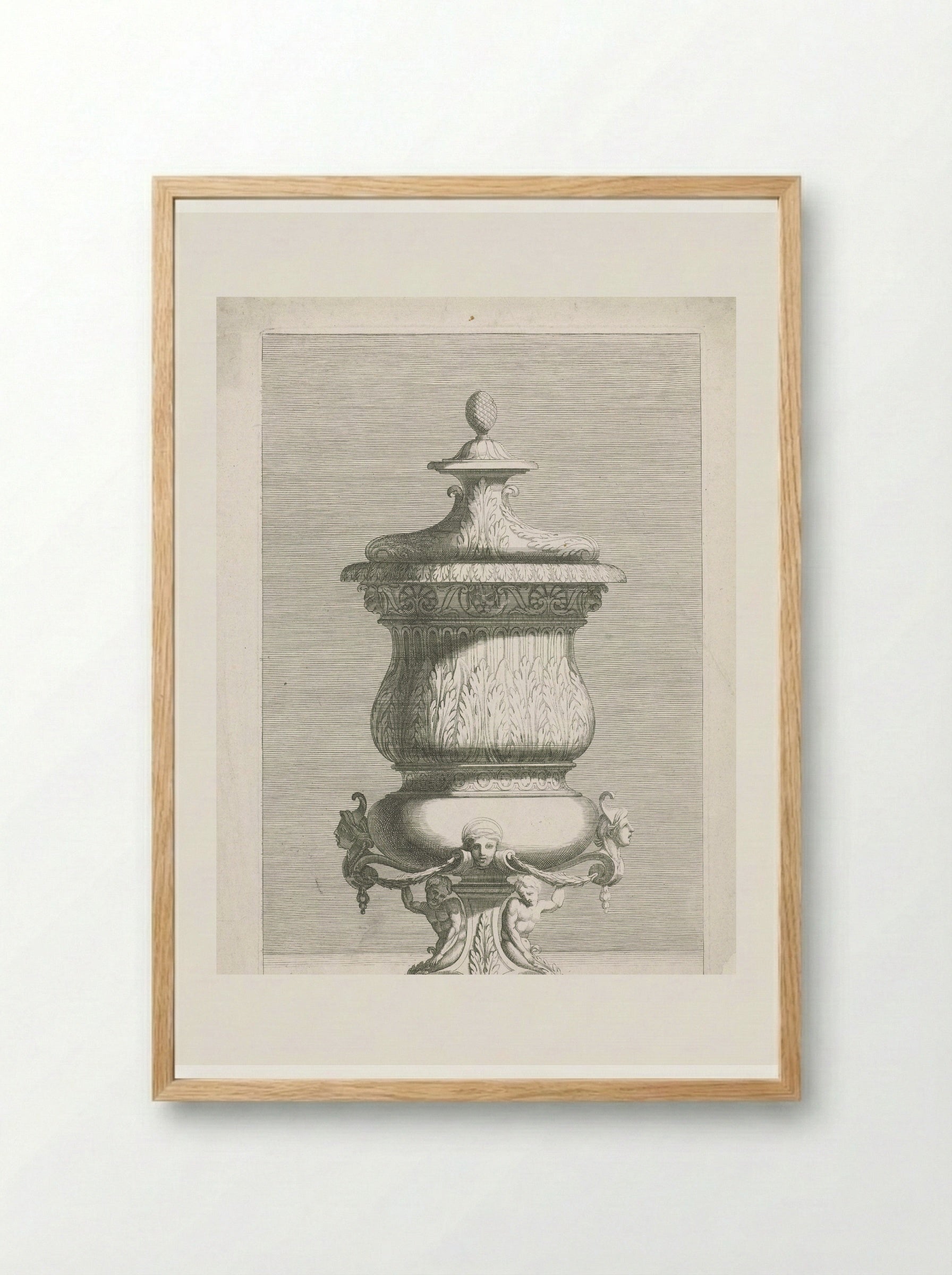 Vaas met deksel op voet - Gérard Audran - Framed Print Wood