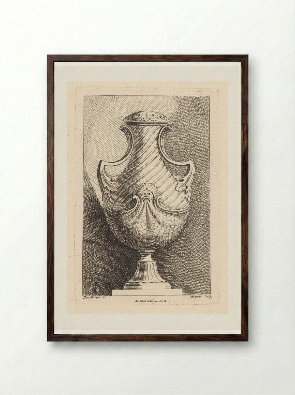 Vaas met masker - Gabriel Huquier - Framed Print Dark Wood