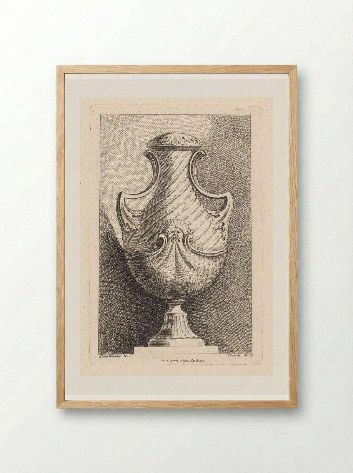 Vaas met masker - Gabriel Huquier - Framed Print Wood