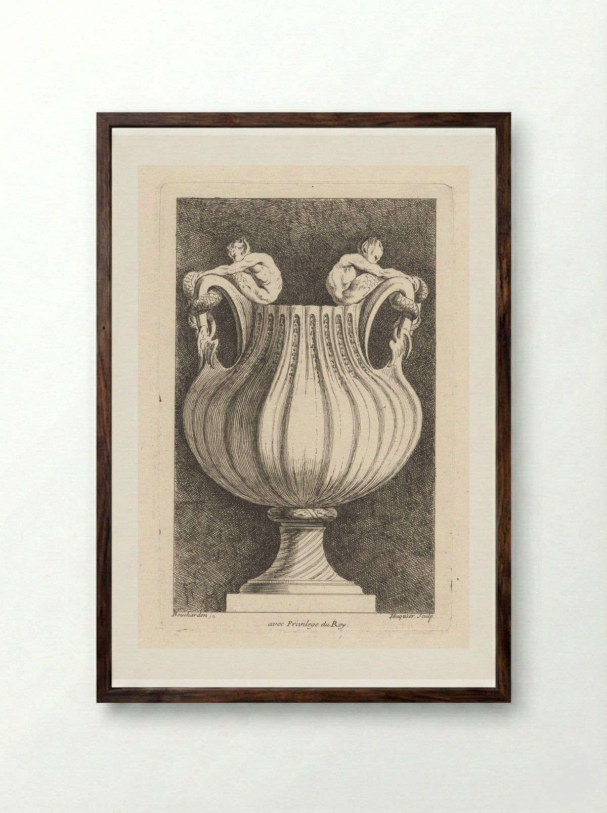 Vaas met meermannen - Gabriel Huquier - Framed Print Dark Wood