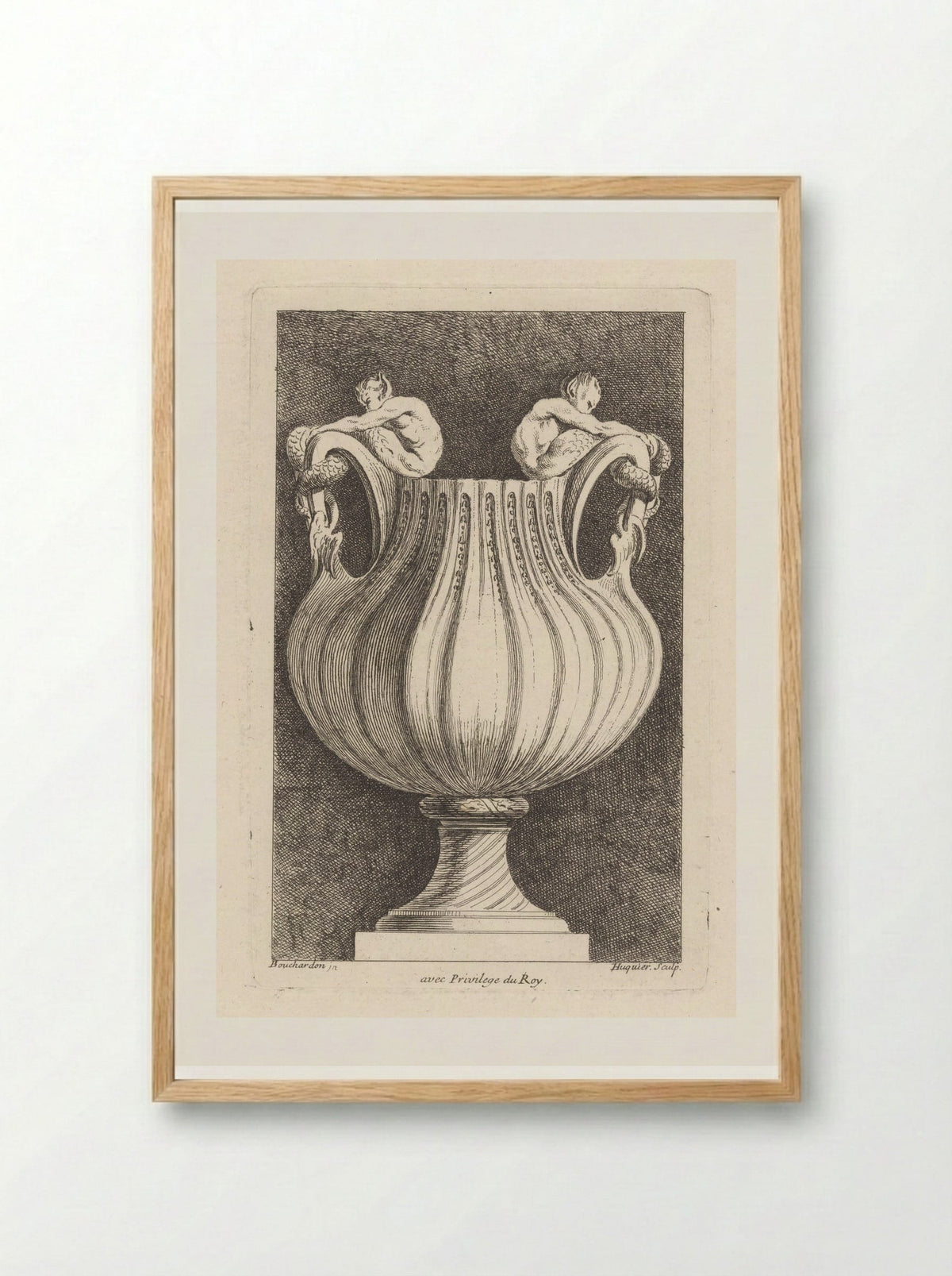 Vaas met meermannen - Gabriel Huquier - Framed Print Wood