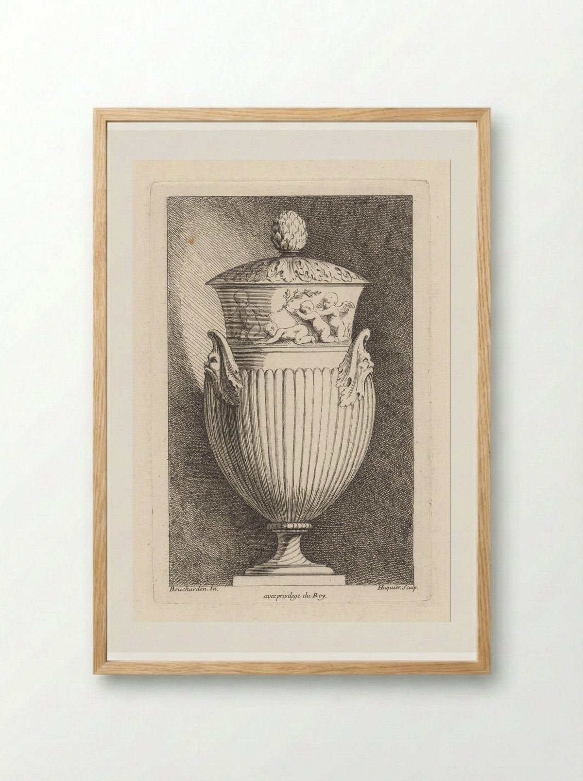Vaas met putti - Gabriel Huquier - Framed Print Wood