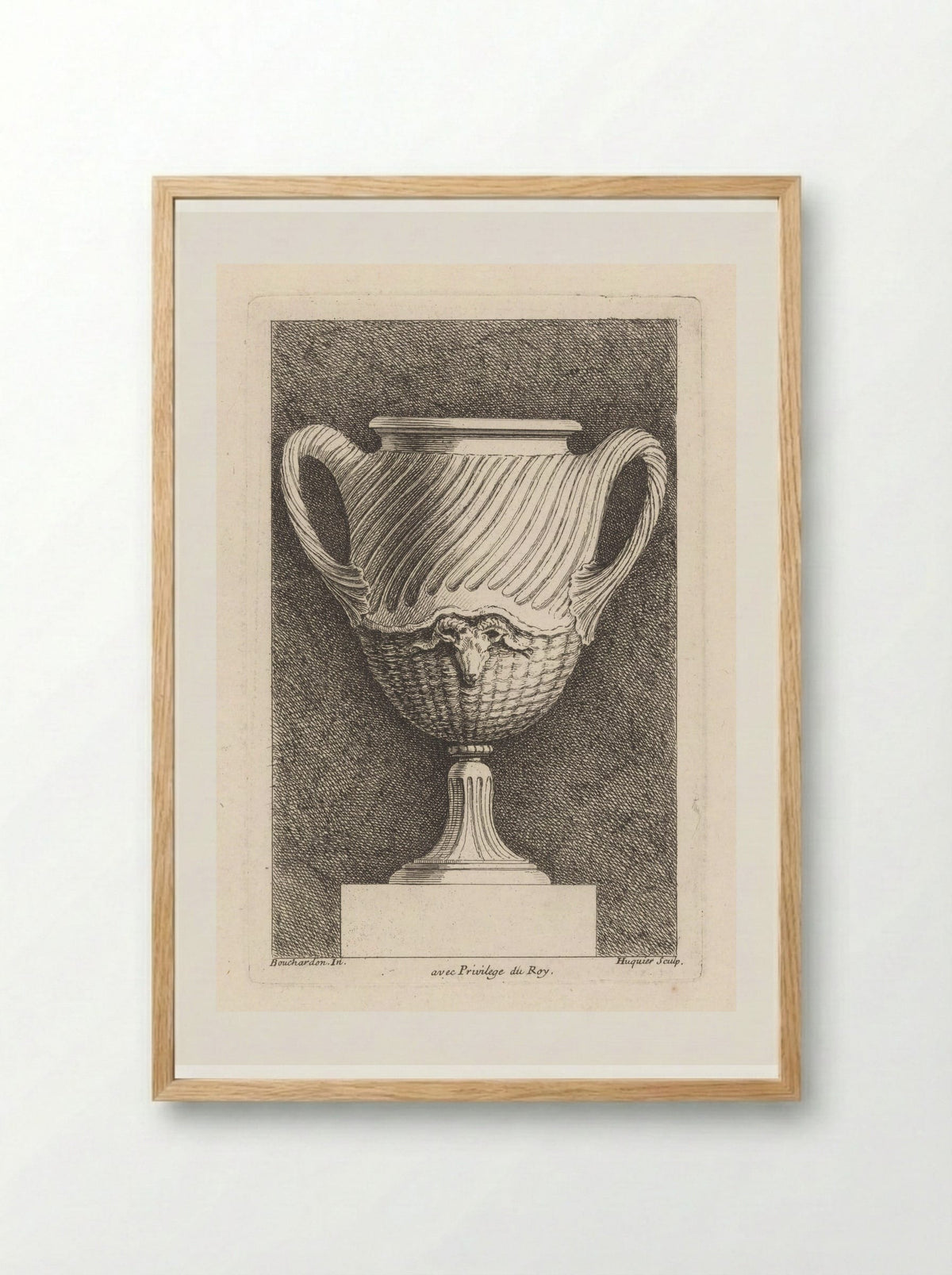 Vaas met ramskop - Gabriel Huquier - Framed Print Wood