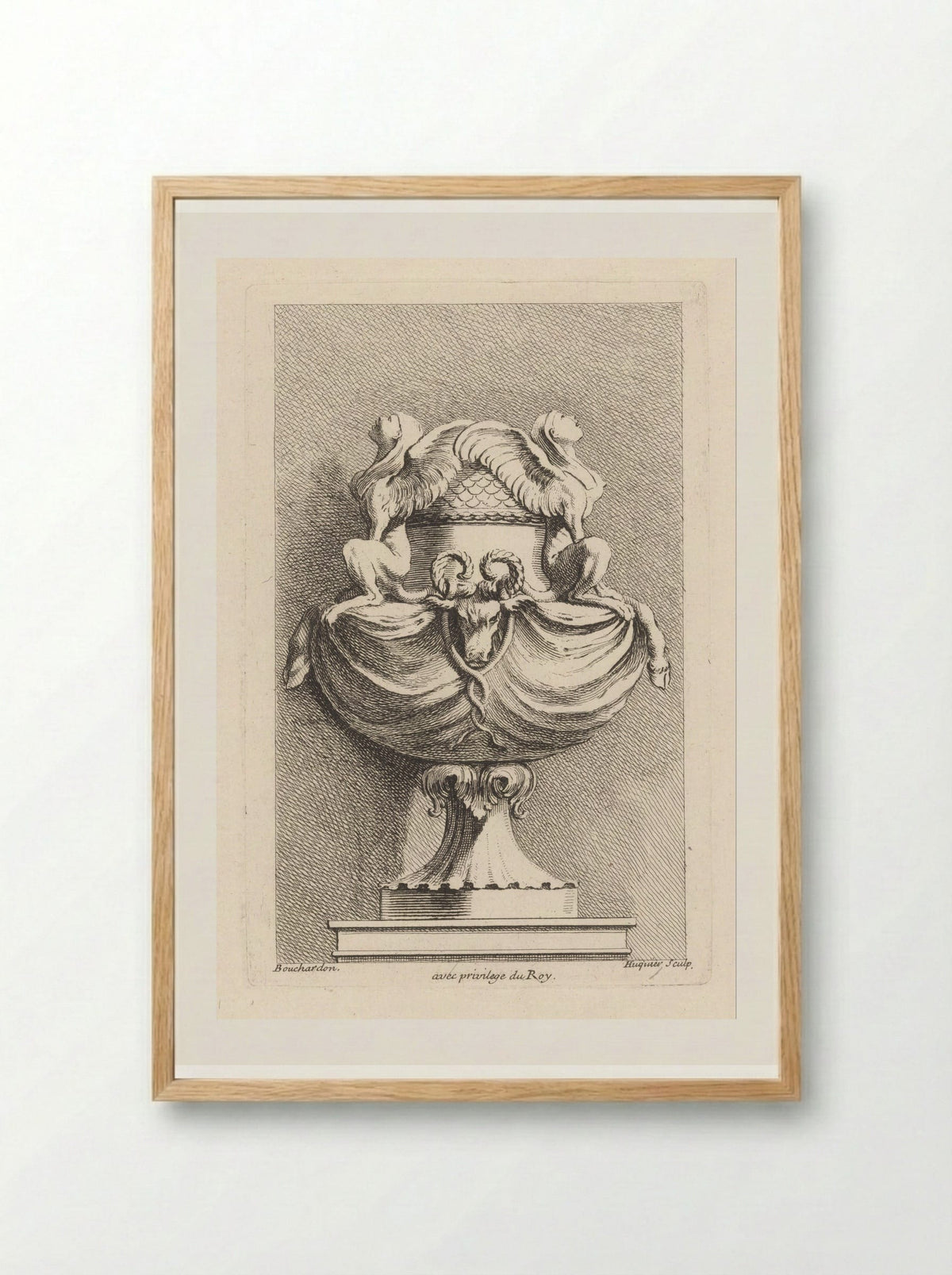 Vaas met sfinxen - Gabriel Huquier - Framed Print Wood