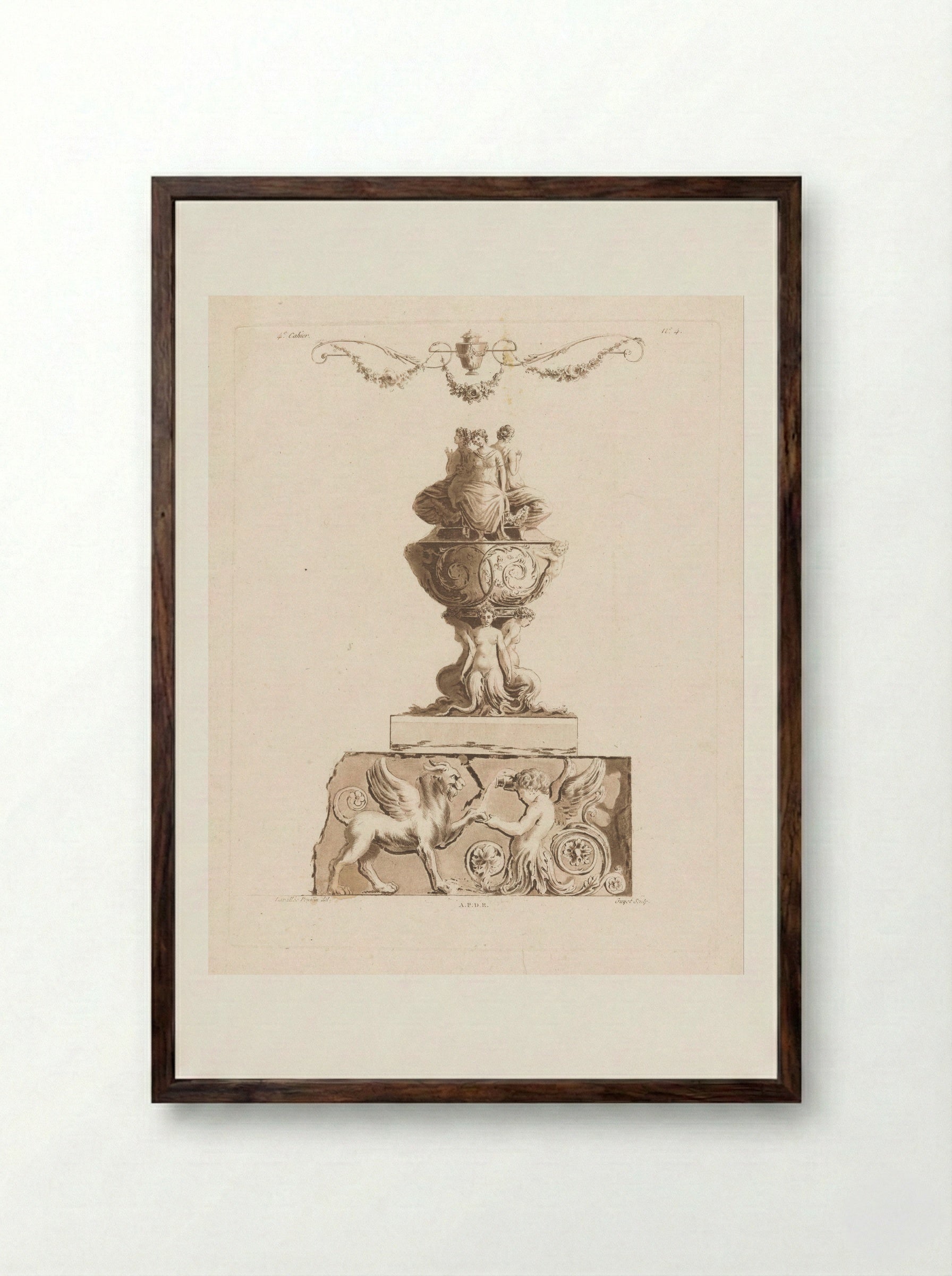 Vaas met vrouwen - Laurent Guyot - Framed Print Dark Wood