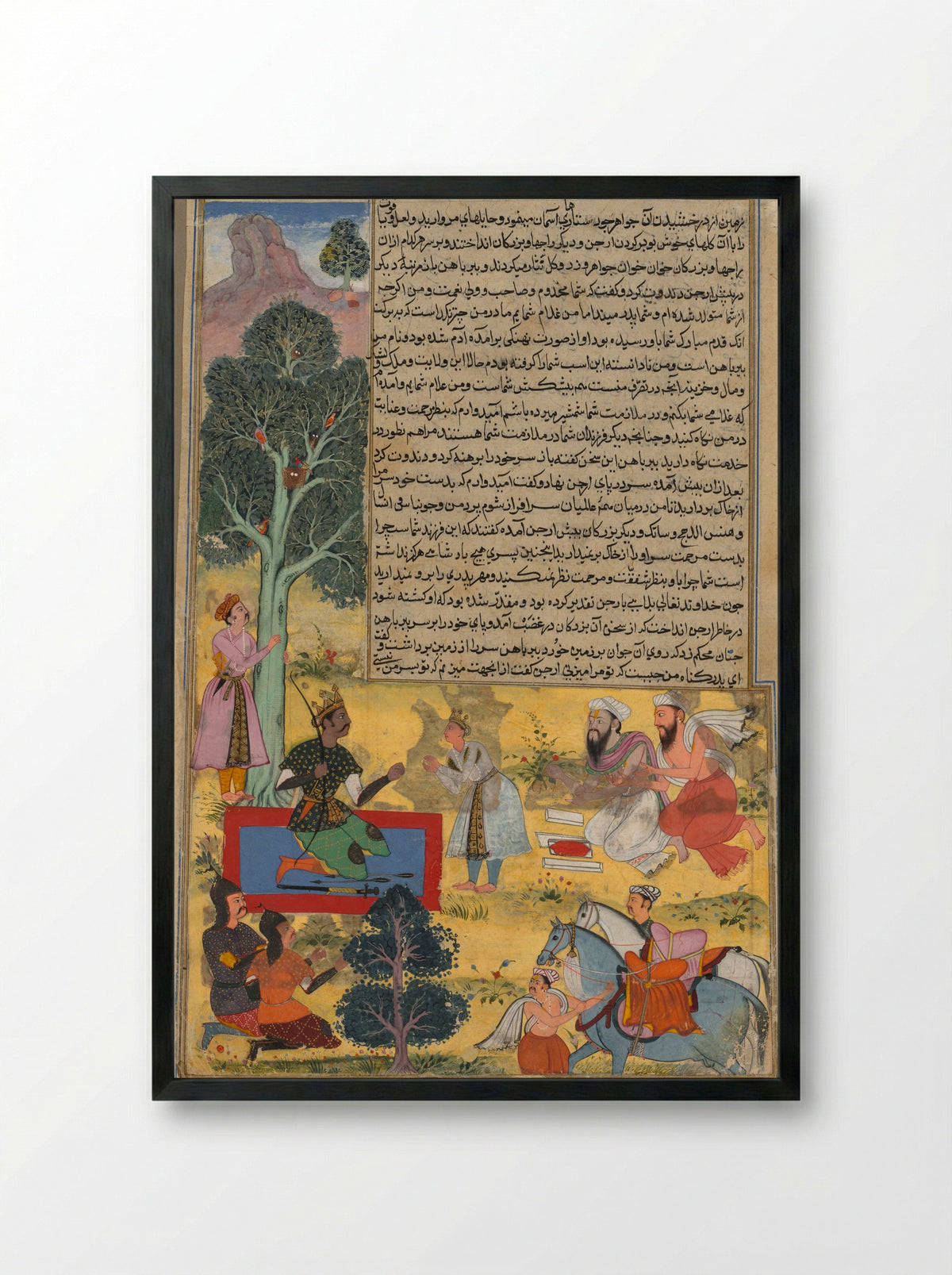 Vabhruvahana Approaches Arjuna - Sur Das Gujarati - Framed Print Black