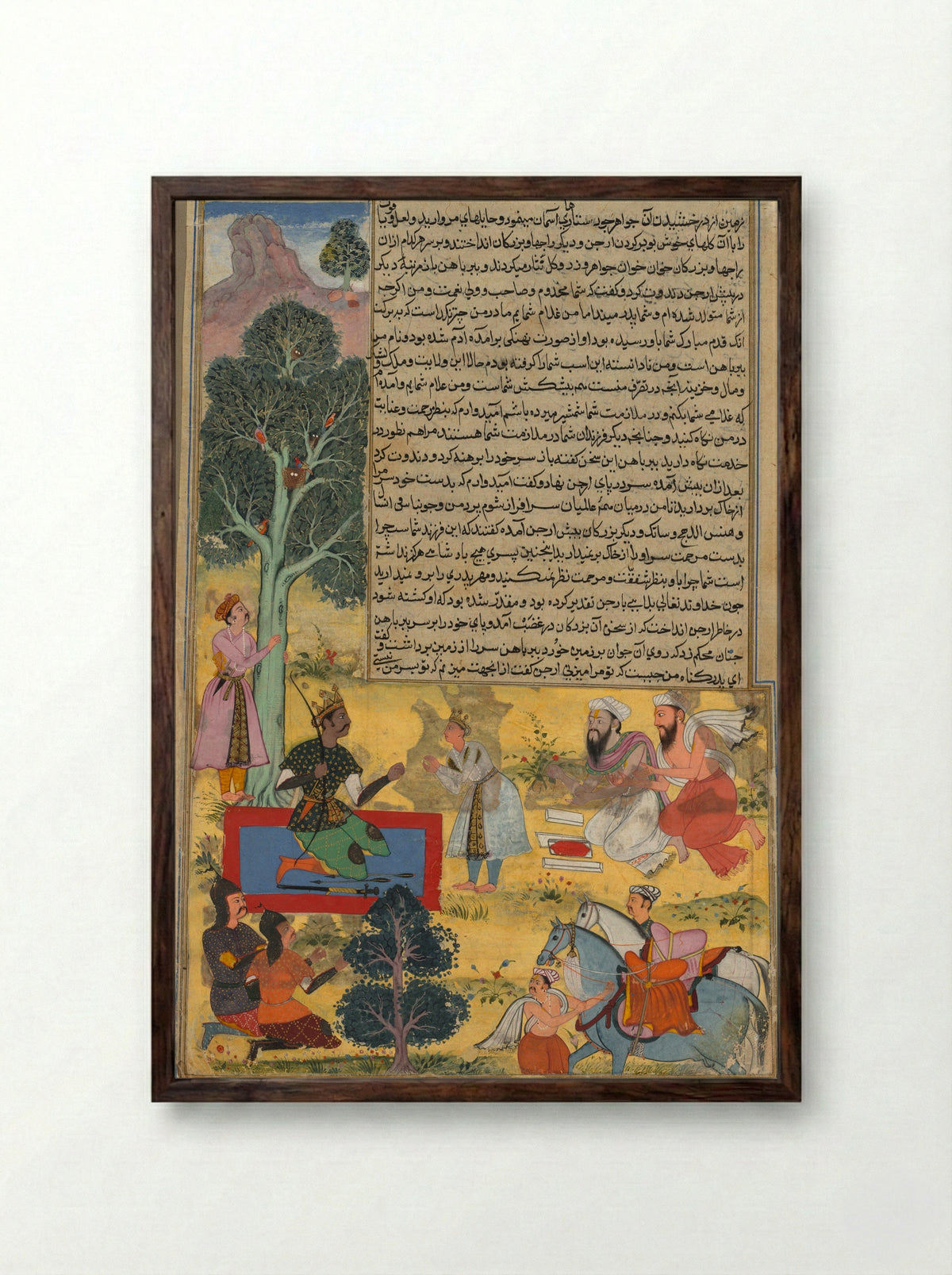 Vabhruvahana Approaches Arjuna - Sur Das Gujarati - Framed Print Dark Wood