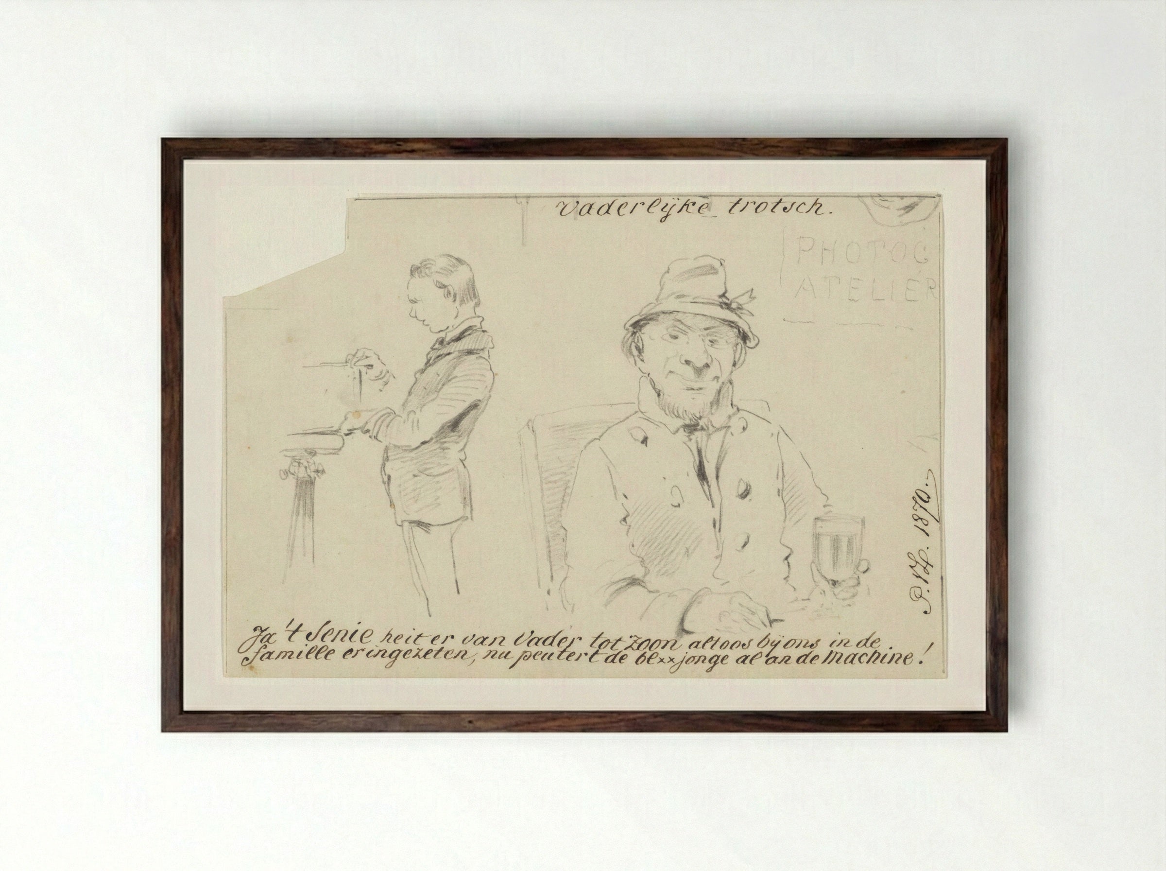 Vader en zoon - Pieter van Loon - Framed Print Dark Wood