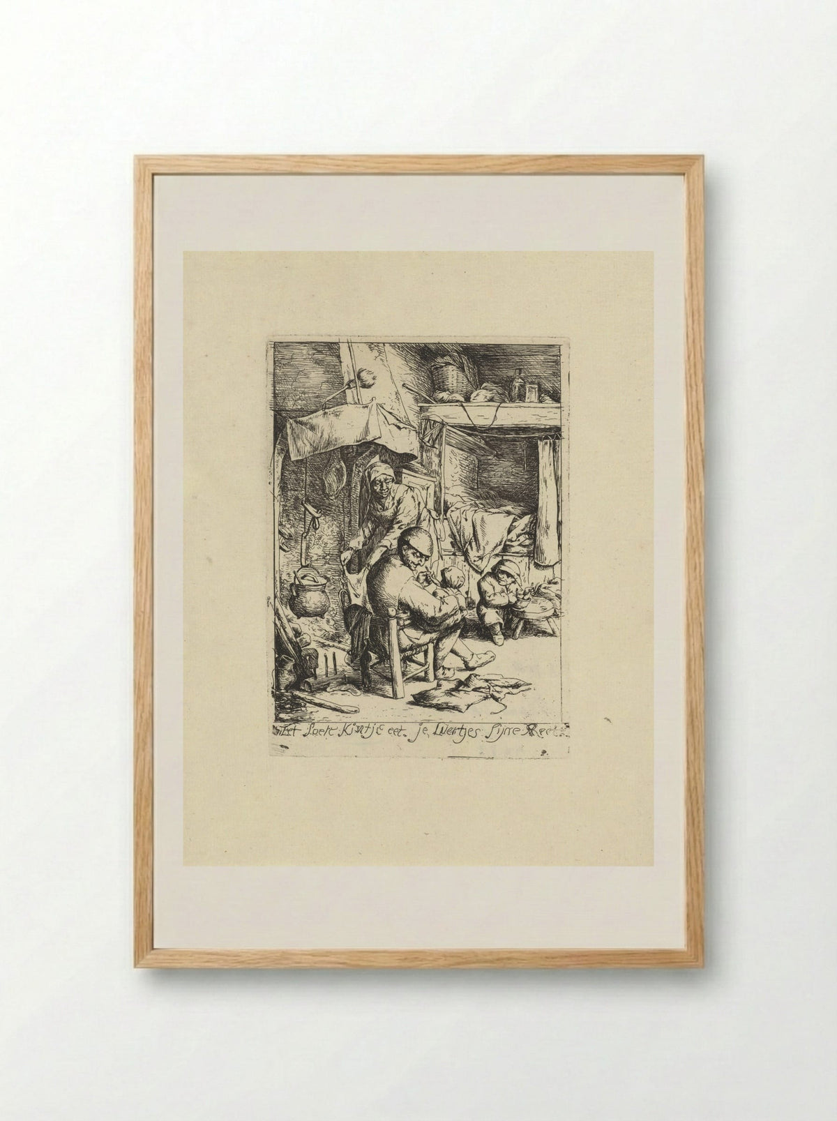 Vader voedt een kind - Jacob Laurensz. van der Vinne - Framed Print Wood