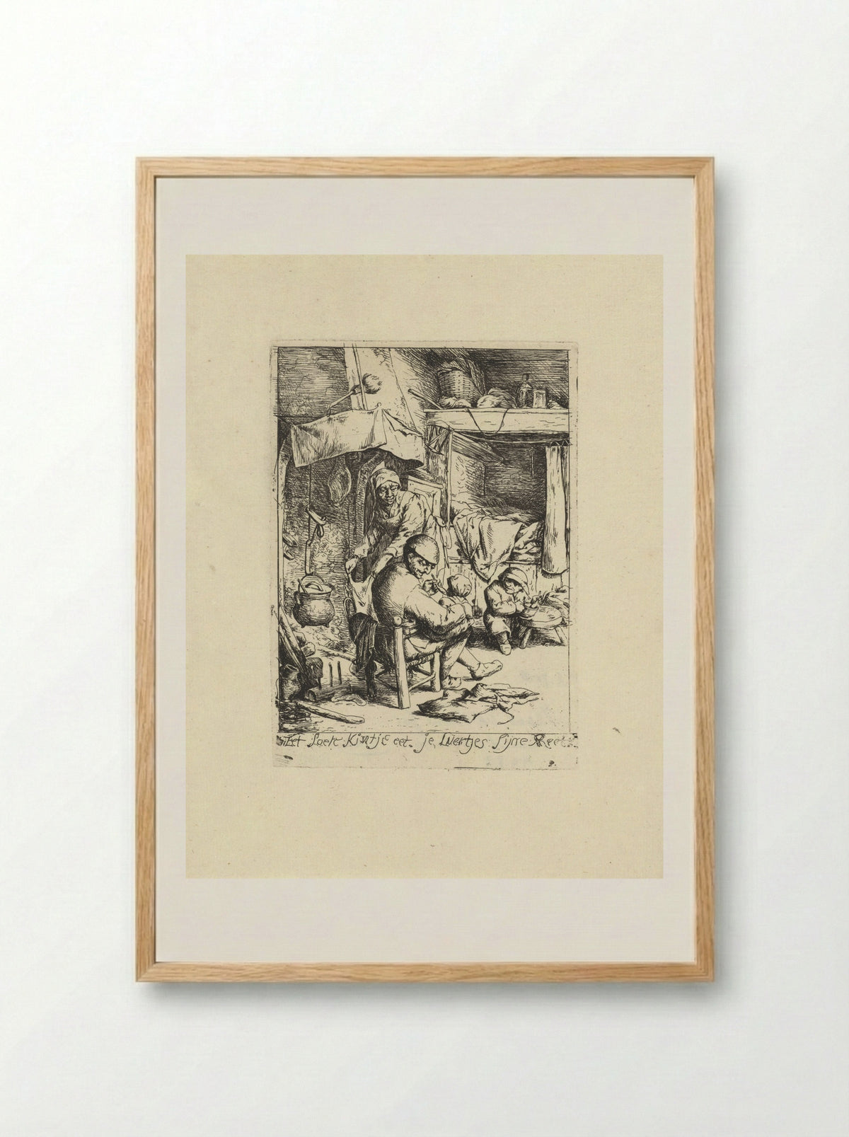 Vader voedt een kind - Jacob Laurensz. van der Vinne - Framed Print Wood