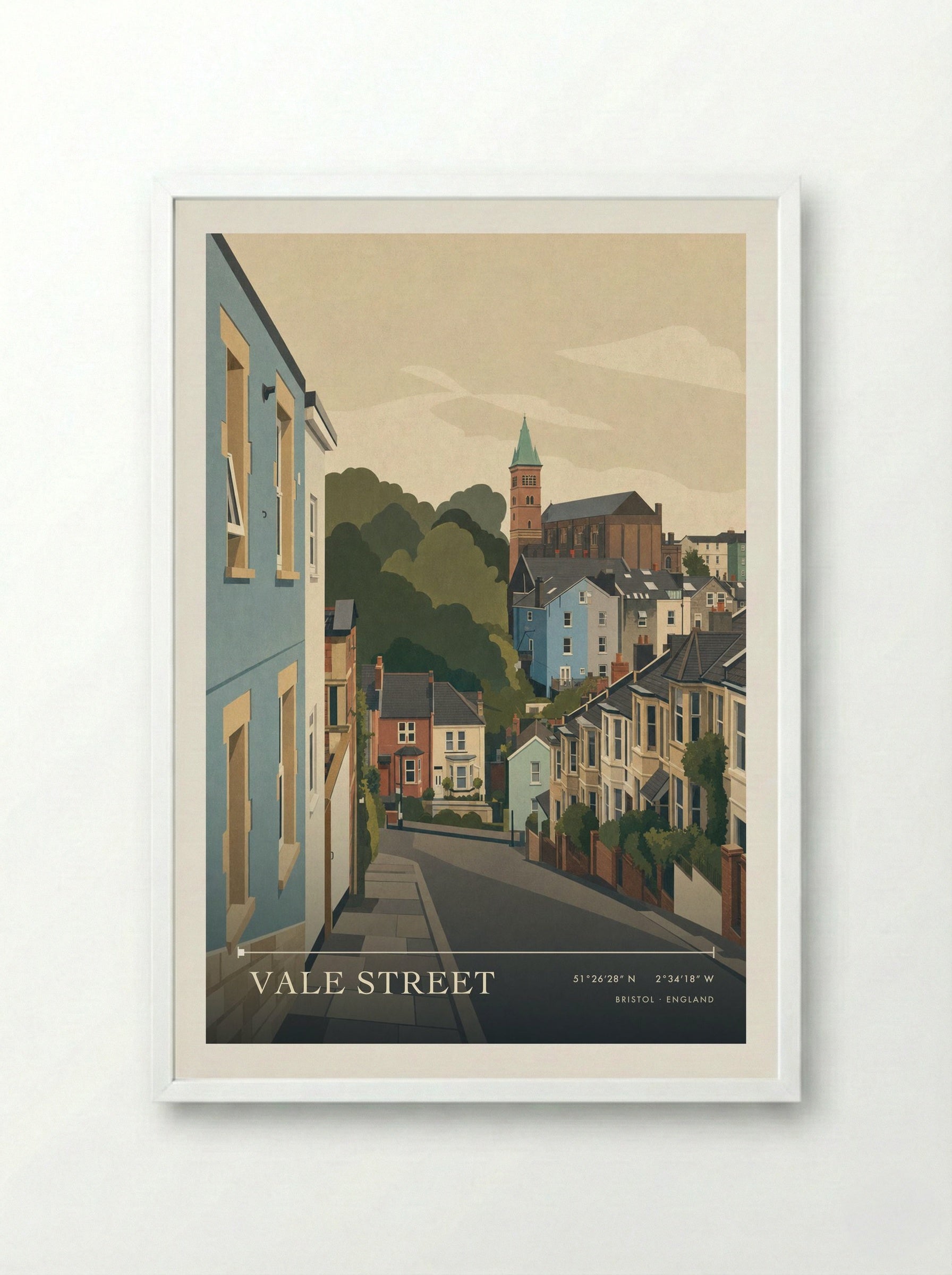 Vale Street Bristol England Travel Poster - Framed Print White