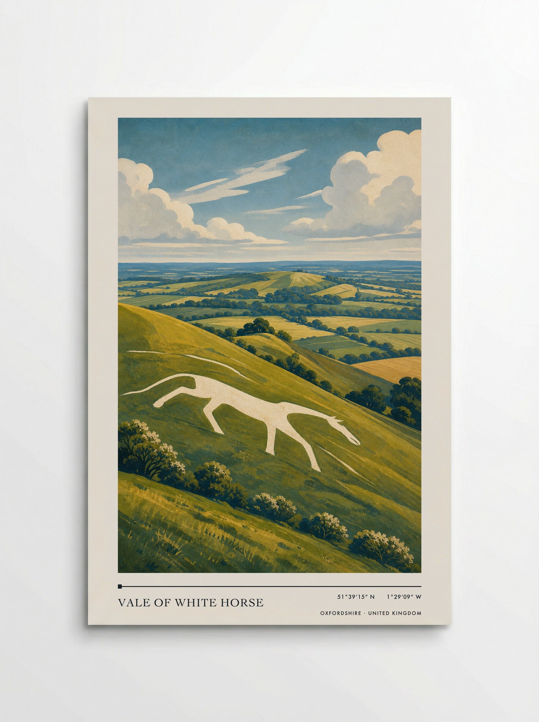 Vale of White Horse Oxfordshire United Kingdom Travel Poster - Poster
