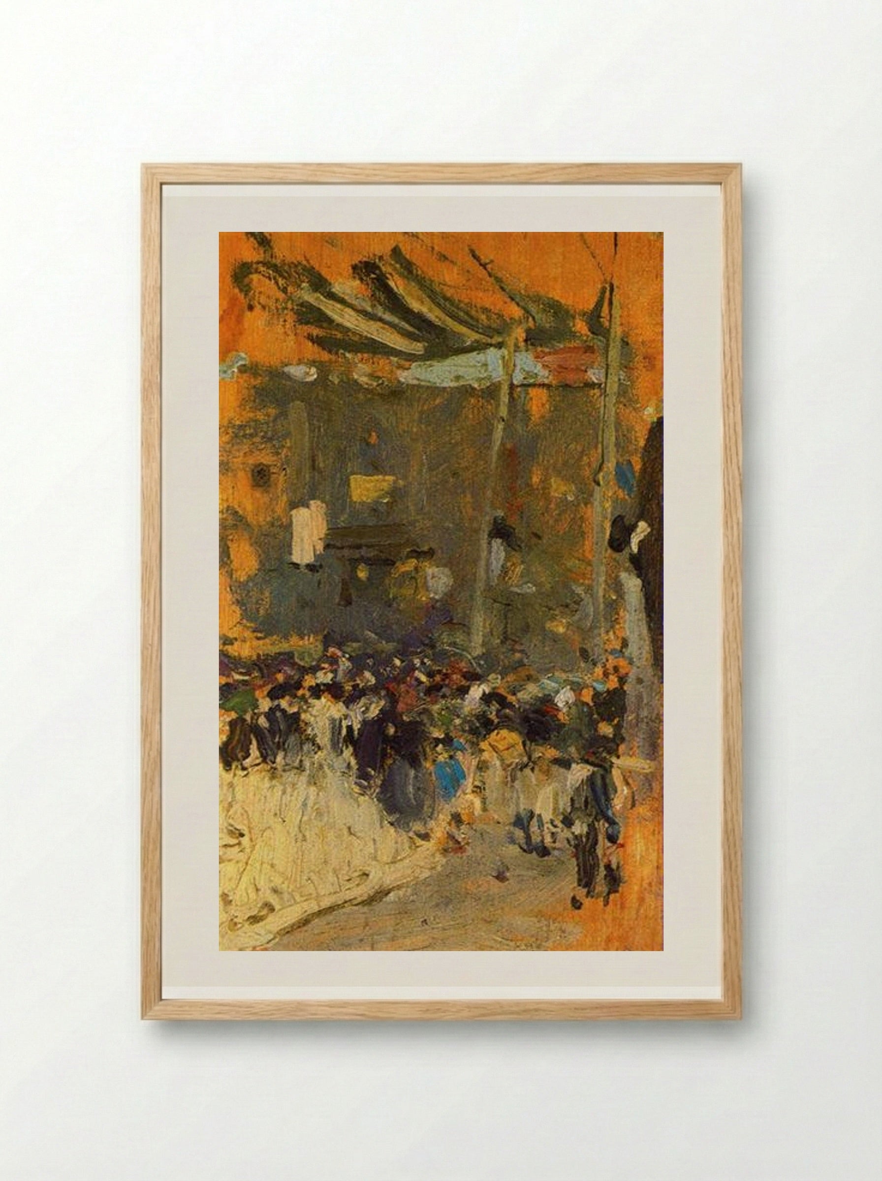 Valencia Street with Awnings - Joaquín Sorolla - Framed Print Wood
