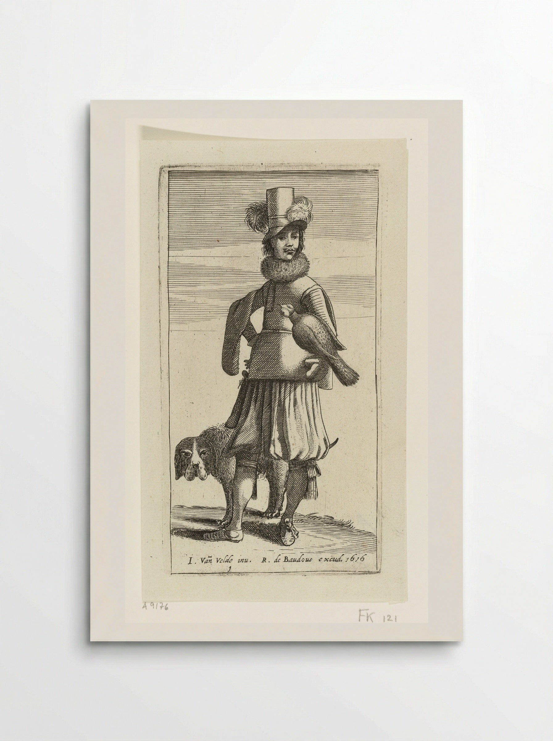 Valkenier met jachthond - Jan van de Velde II - Poster