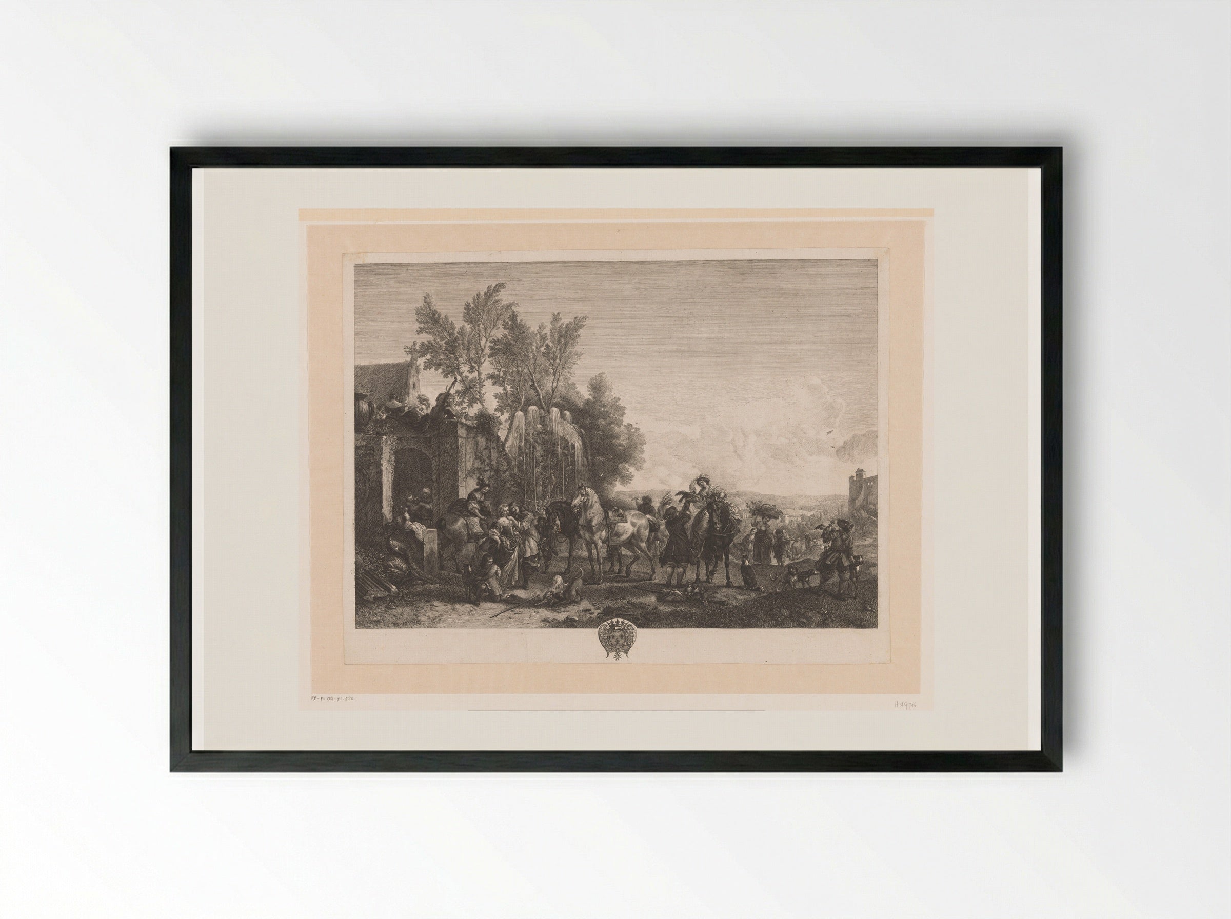 Valkenjacht (Falcon Hunt) - Jean Moyreau - Framed Print Black