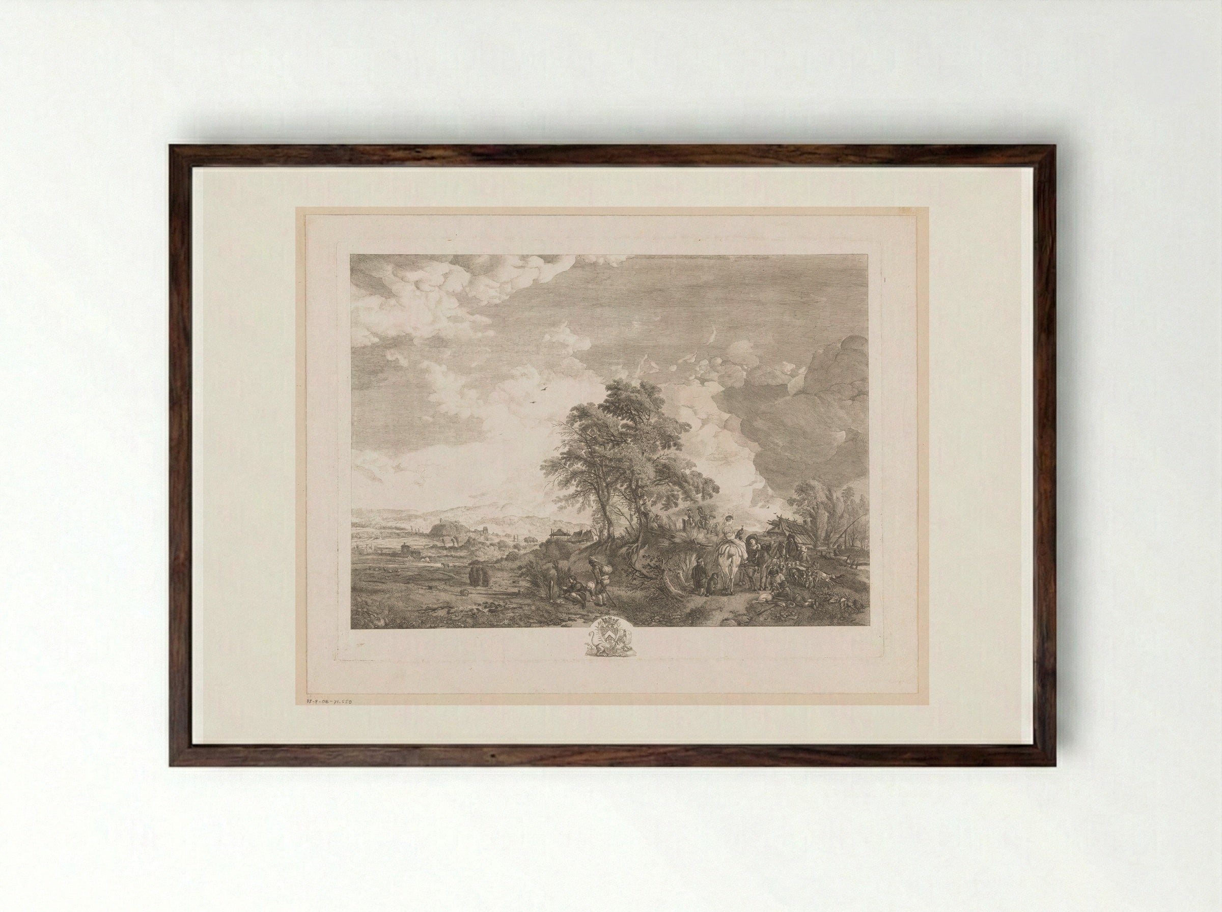 Valkenjagers en vogelvangers - Jean Moyreau - Framed Print Dark Wood