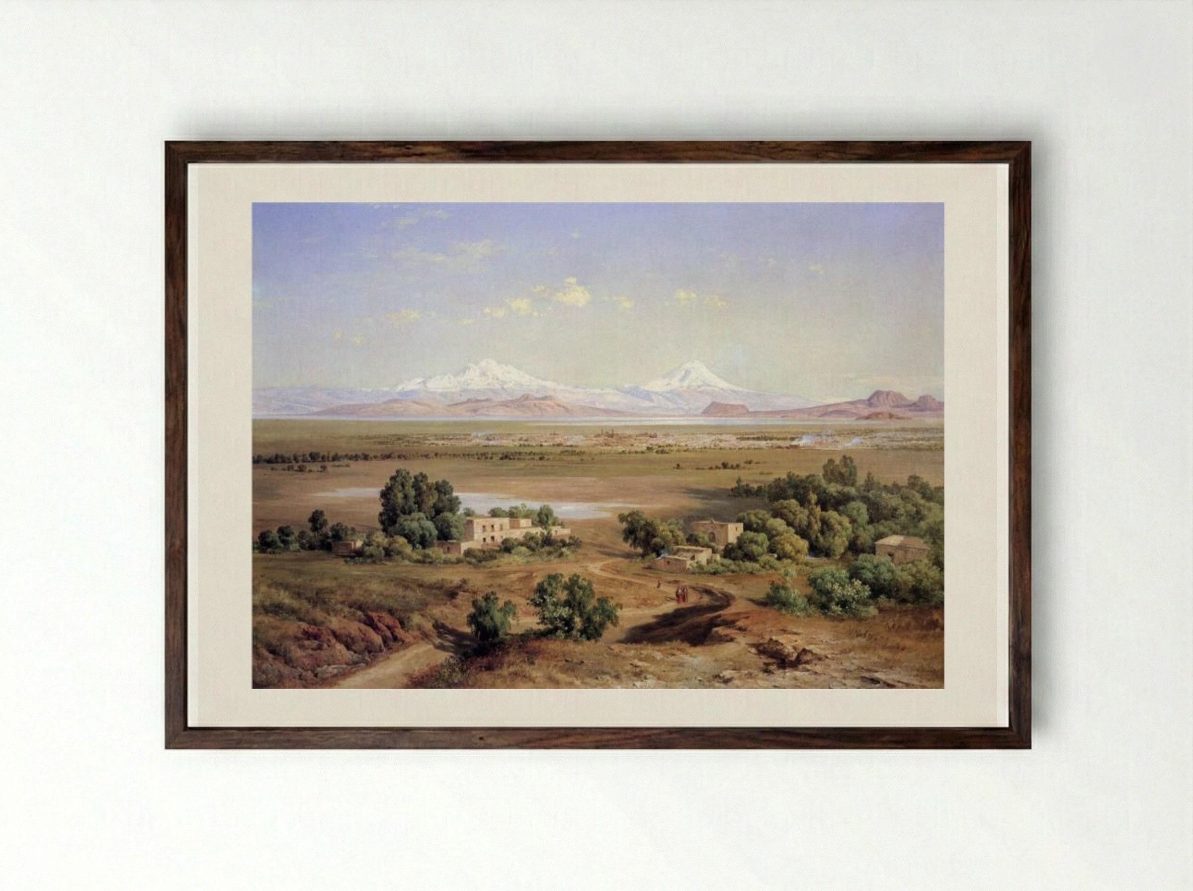 Valle de México desde el Tapeyac - José María Velasco - Framed Print Dark Wood