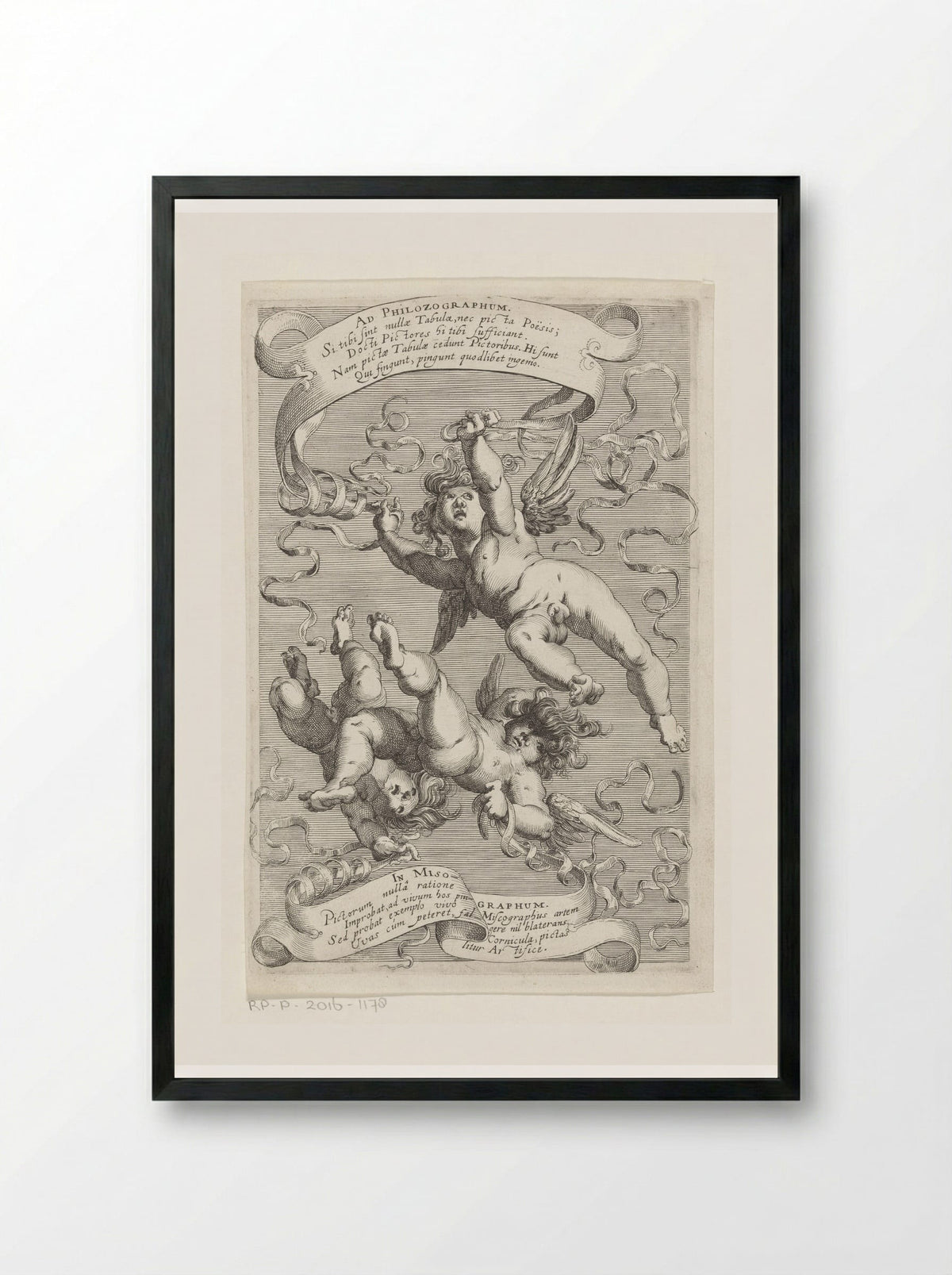 Vallende putti - Hendrick Hondius (I) - Framed Print Black