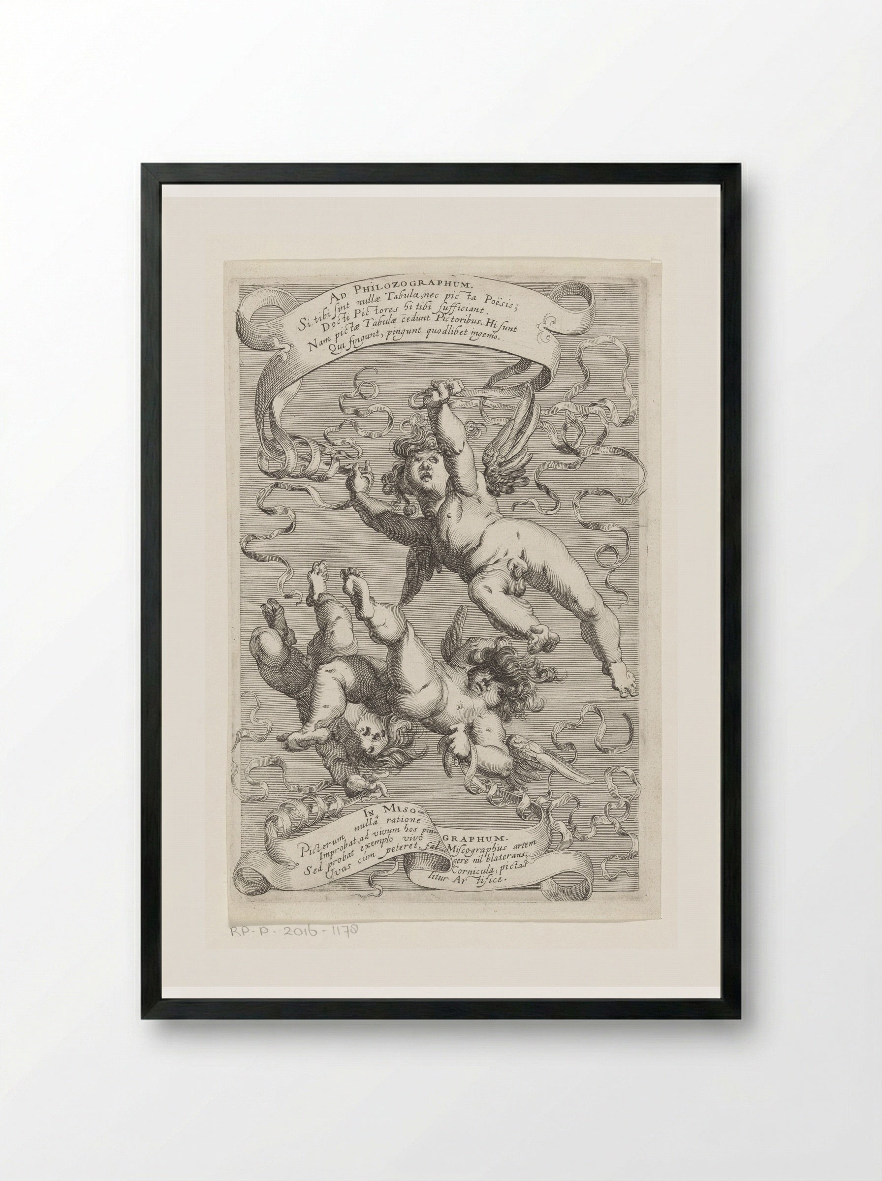 Vallende putti - Hendrick Hondius (I) - Framed Print Black