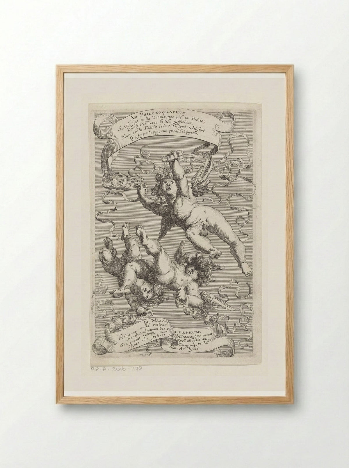 Vallende putti - Hendrick Hondius (I) - Framed Print Wood