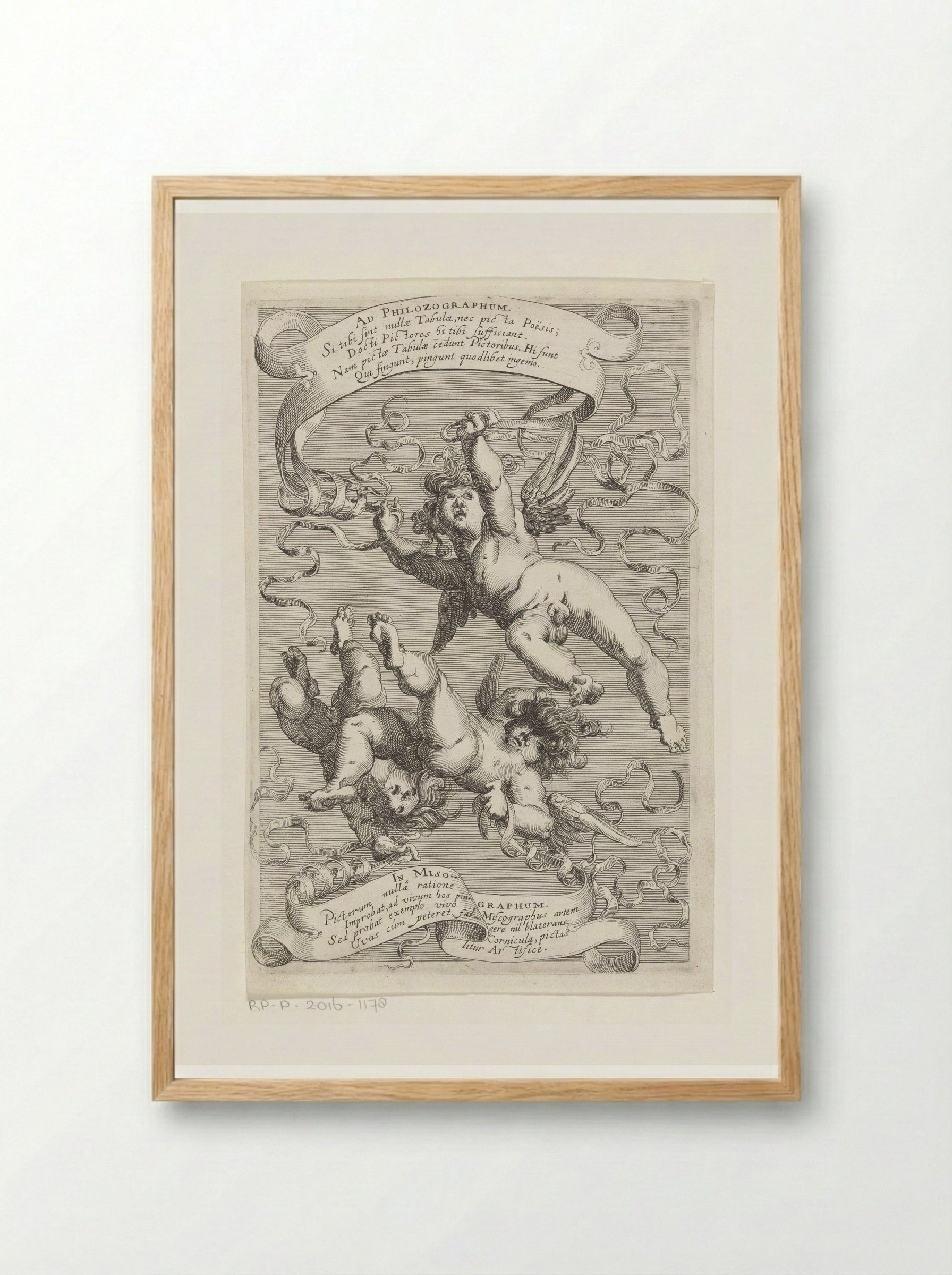 Vallende putti - Hendrick Hondius (I) - Framed Print Wood