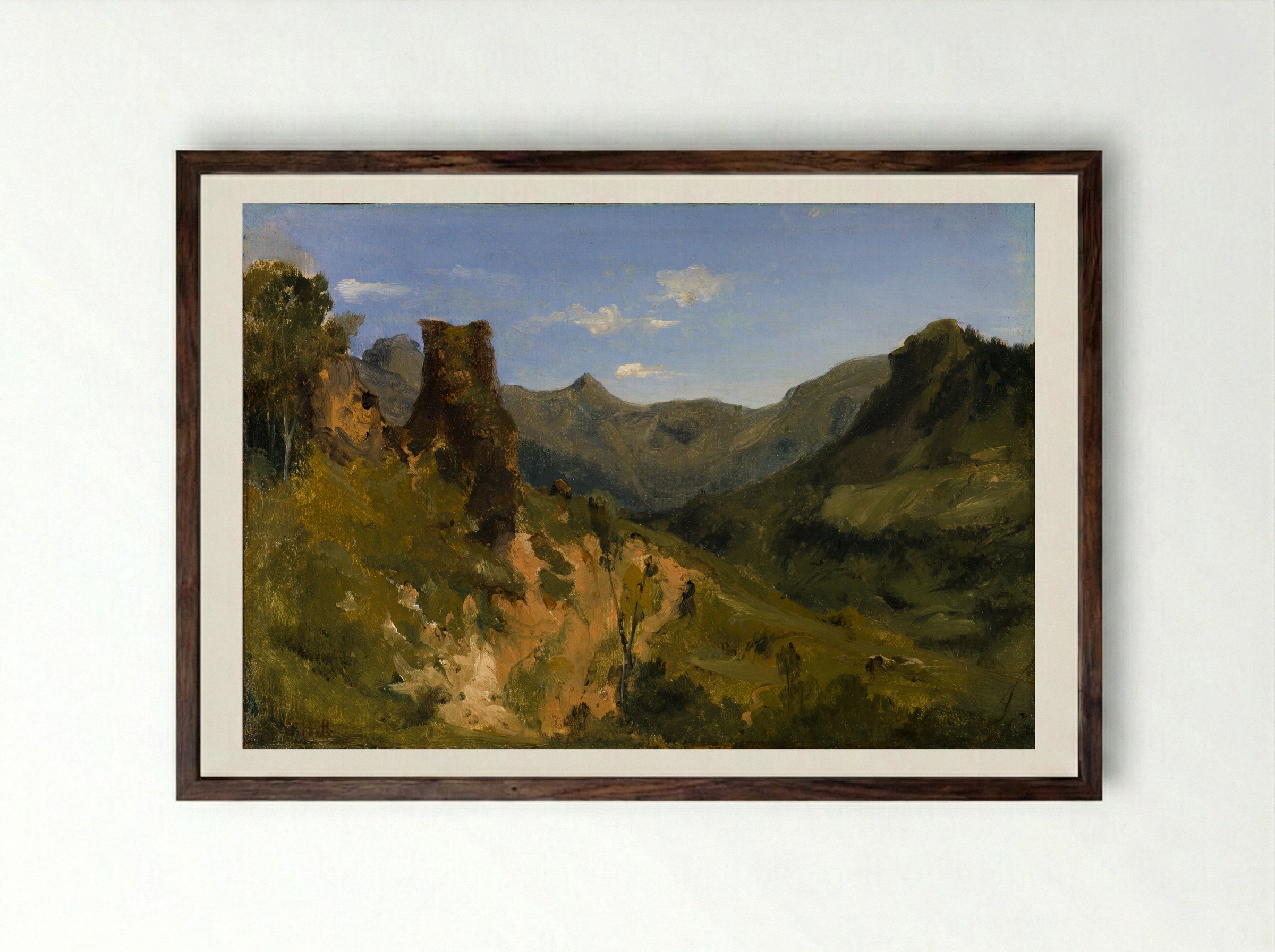Valley in the Auvergne Mountains - Théodore Rousseau - Framed Print Dark Wood