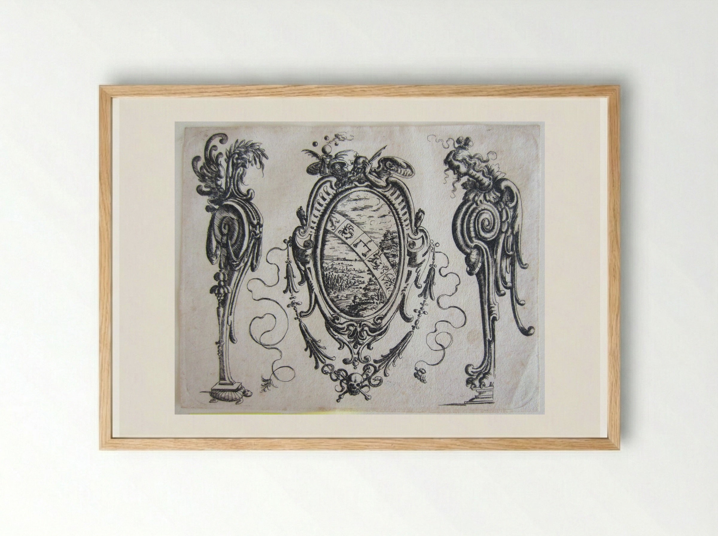 Vanitas (Grotesque Ornament Design) - Christoph Jamnitzer - Framed Print Wood
