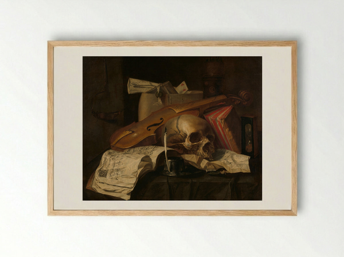 Vanitas Still Life - N.L. Peschier - Framed Print Wood