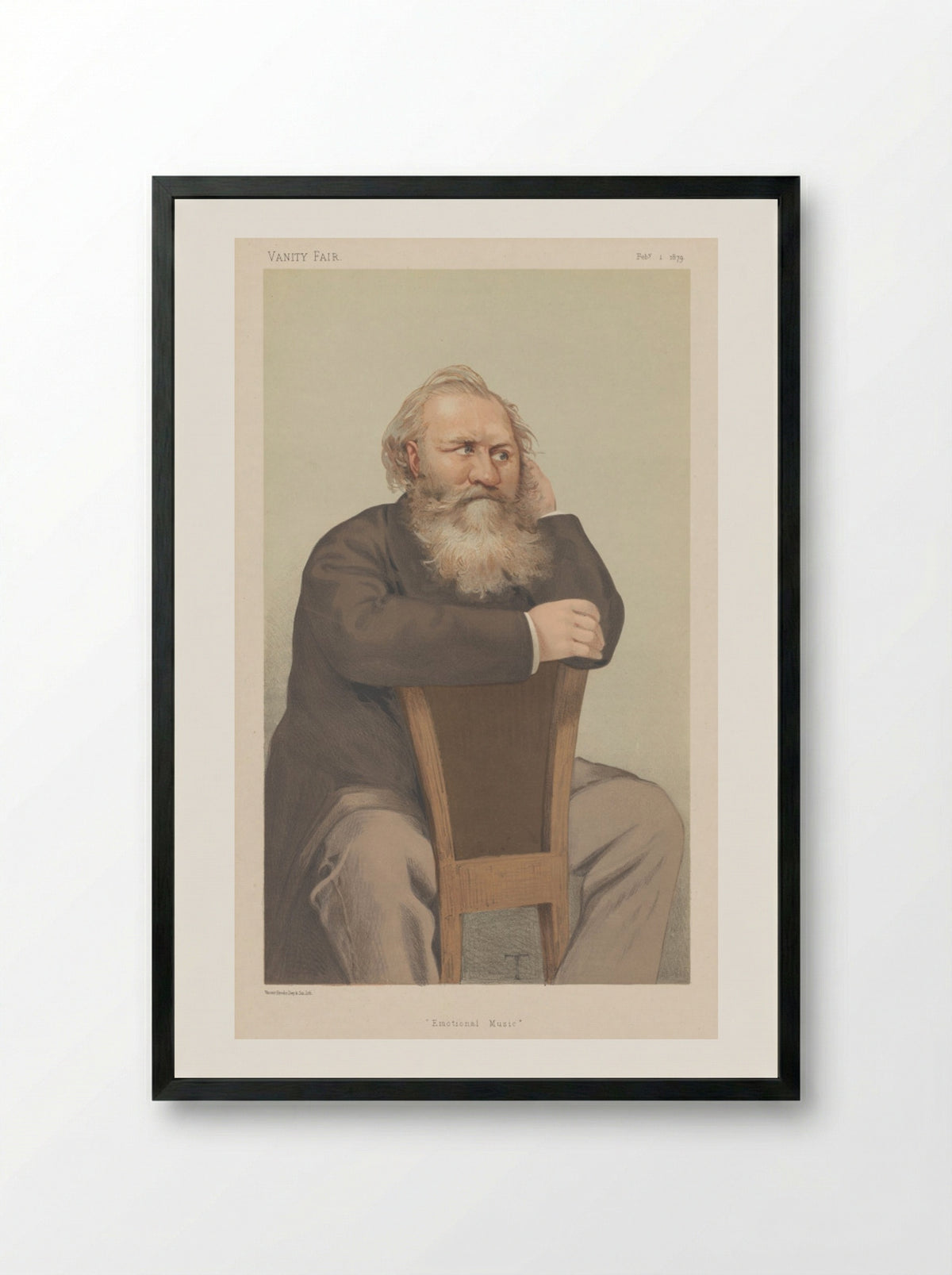 Vanity Fair: Emotional Music (Johannes Brahms) - Théobald Chartran - Framed Print Black