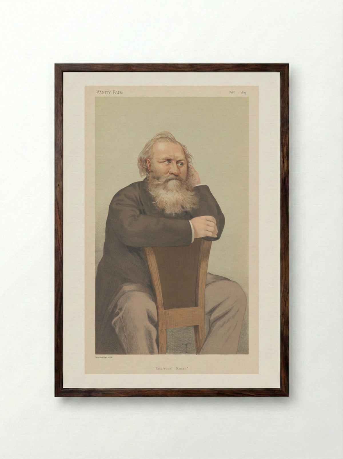 Vanity Fair: Emotional Music (Johannes Brahms) - Théobald Chartran - Framed Print Dark Wood