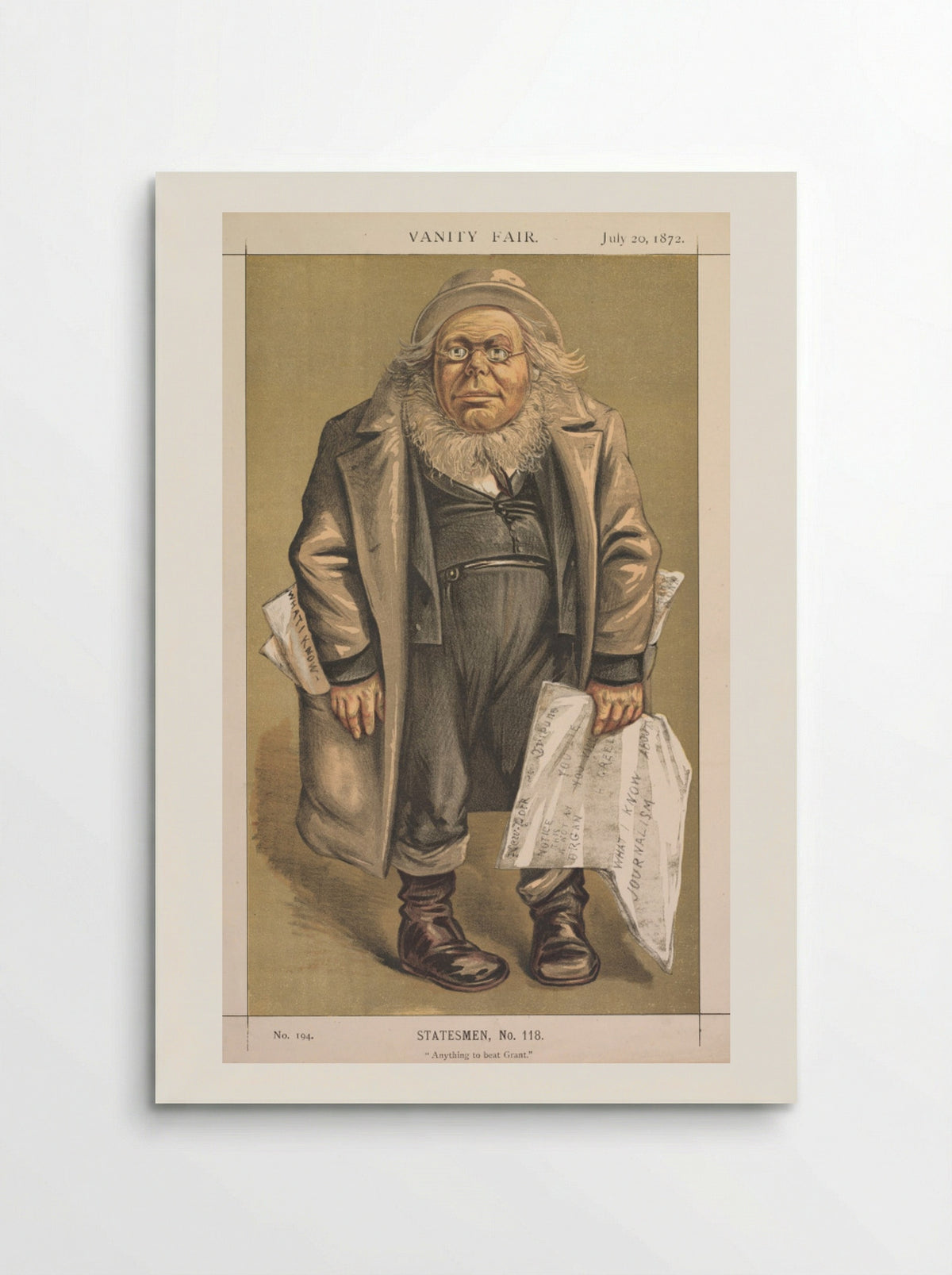 Vanity Fair: Statesmen, No. 118 "Anything to Beat Grant" - Thomas Nast - Poster