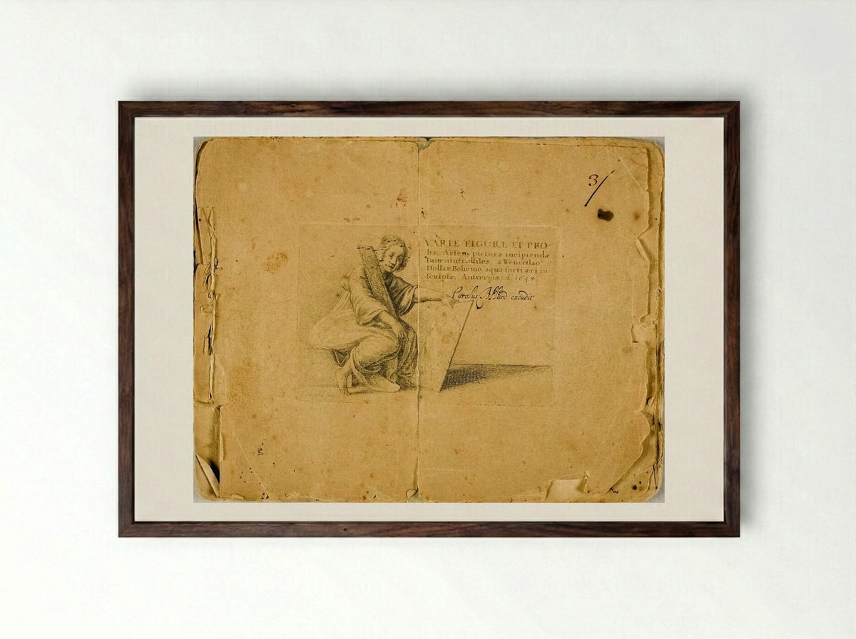 Varie figurae et probae - Wenceslaus Hollar - Framed Print Dark Wood