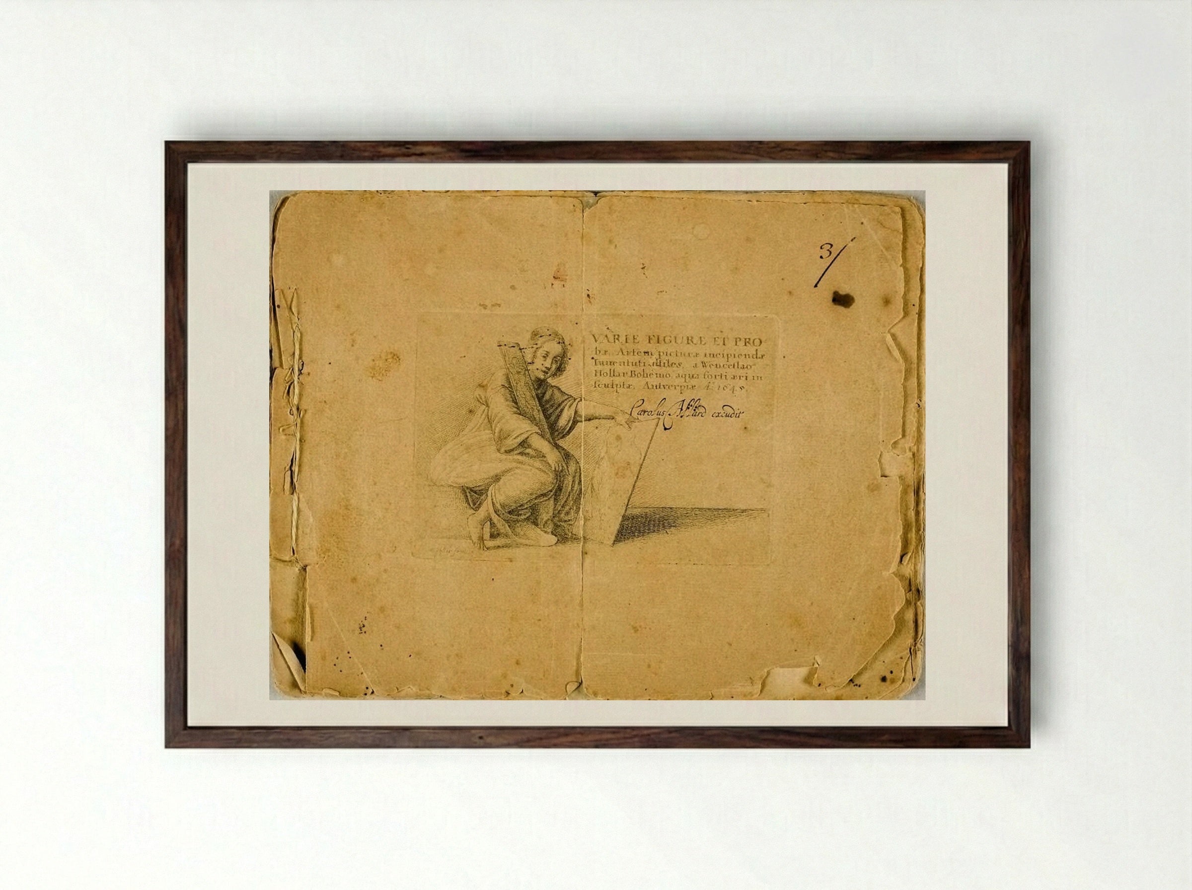 Varie figurae et probae - Wenceslaus Hollar - Framed Print Dark Wood