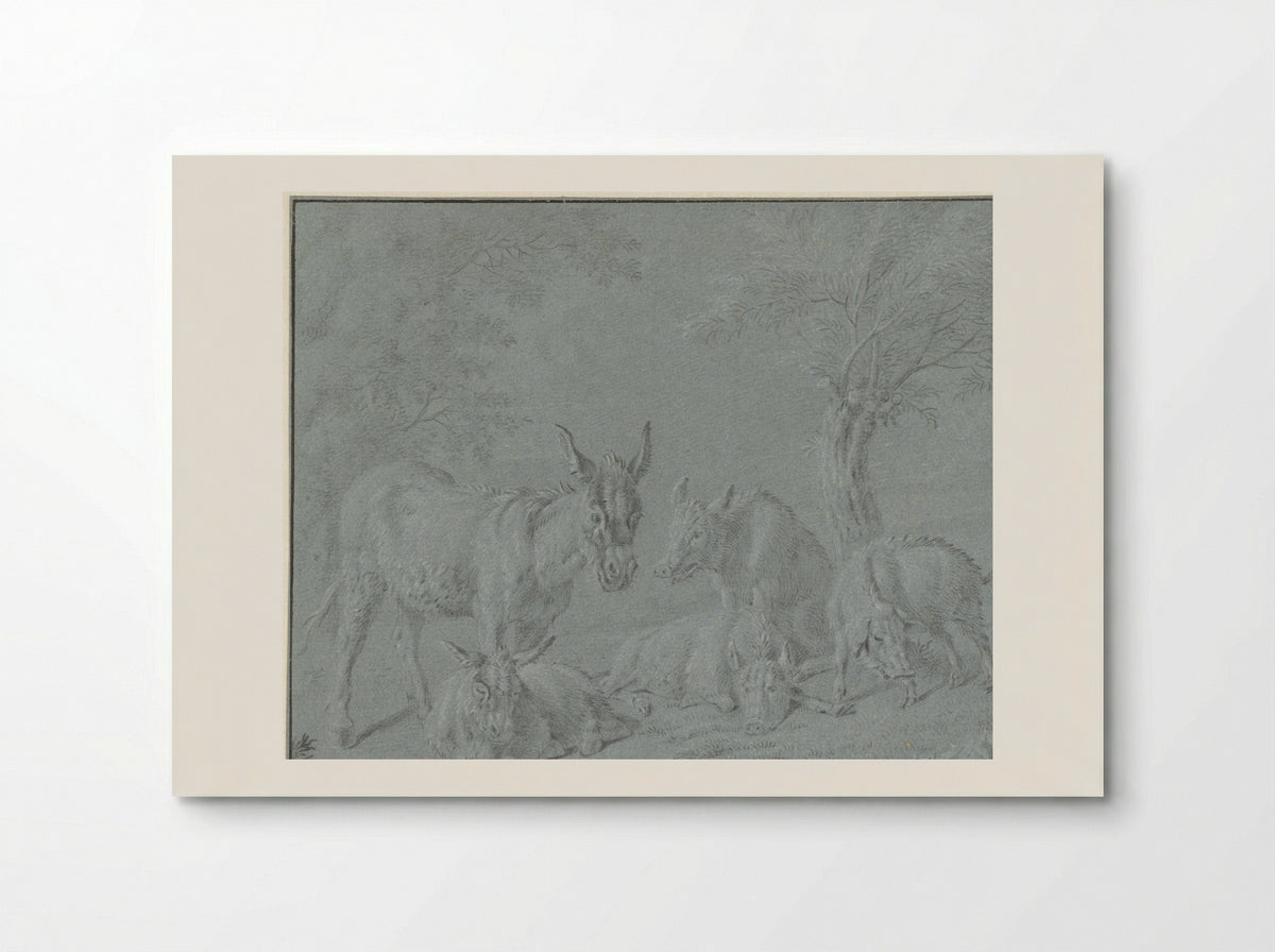 Varkens en ezels onder bomen - Jan van Gool - Poster