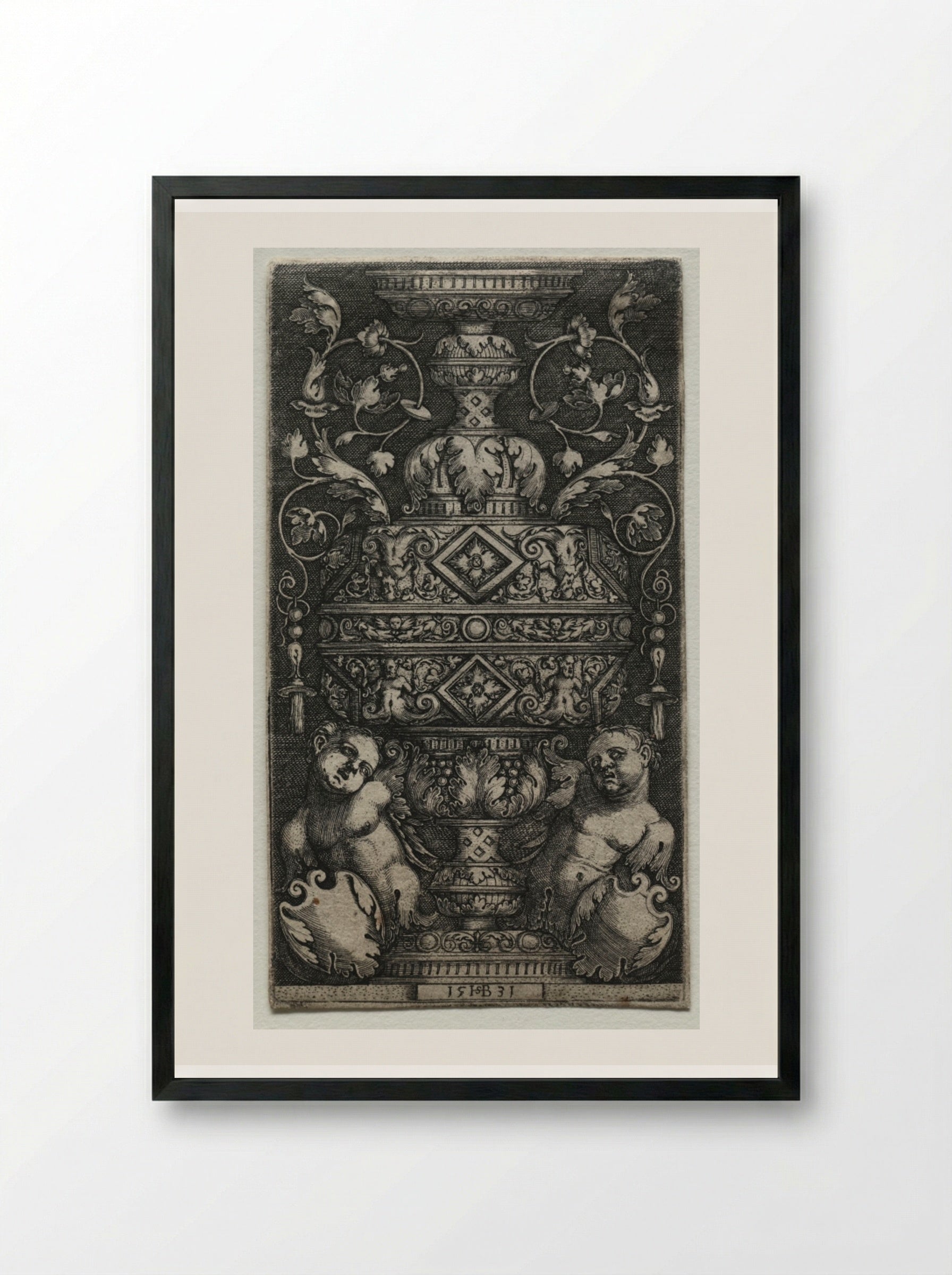 Vase Orné d'Enfans - Hans Sebald Beham - Framed Print Black