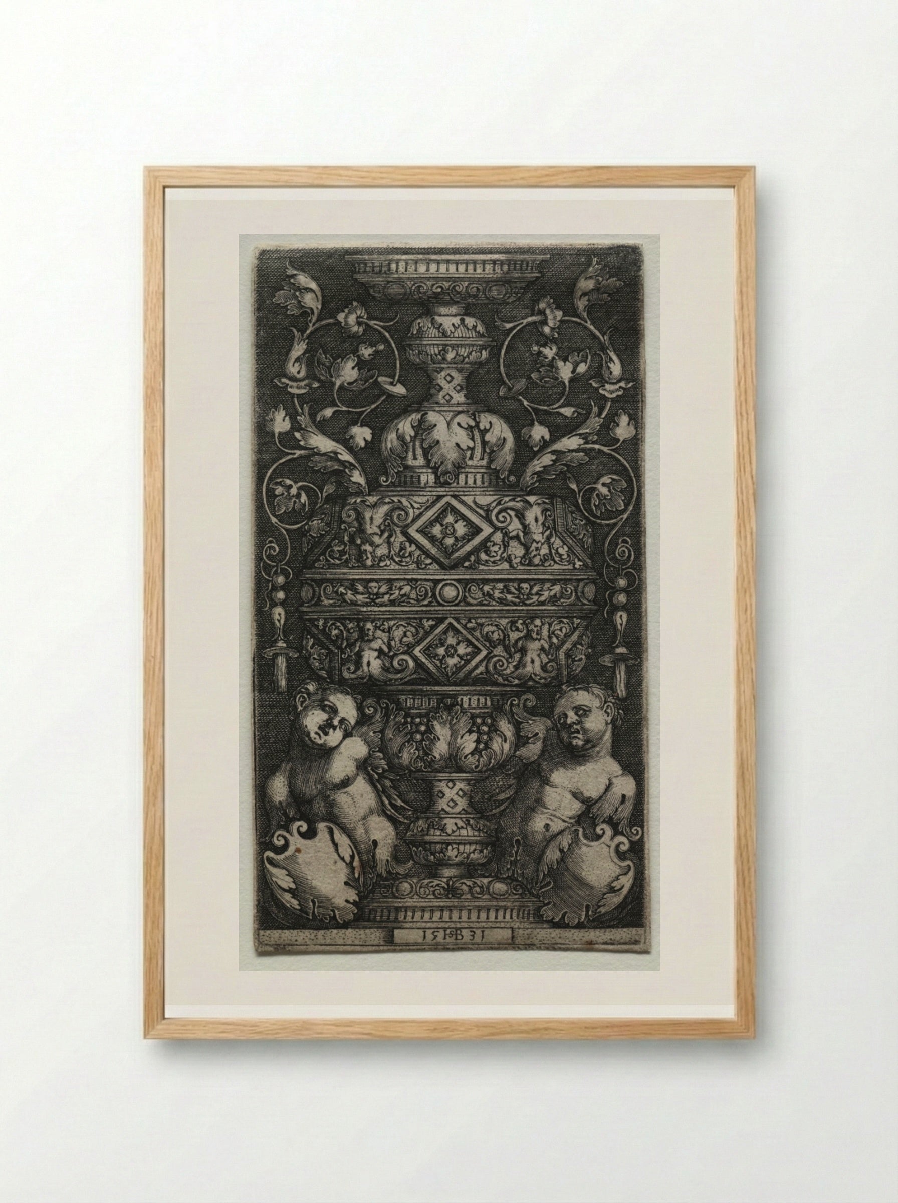 Vase Orné d'Enfans - Hans Sebald Beham - Framed Print Wood