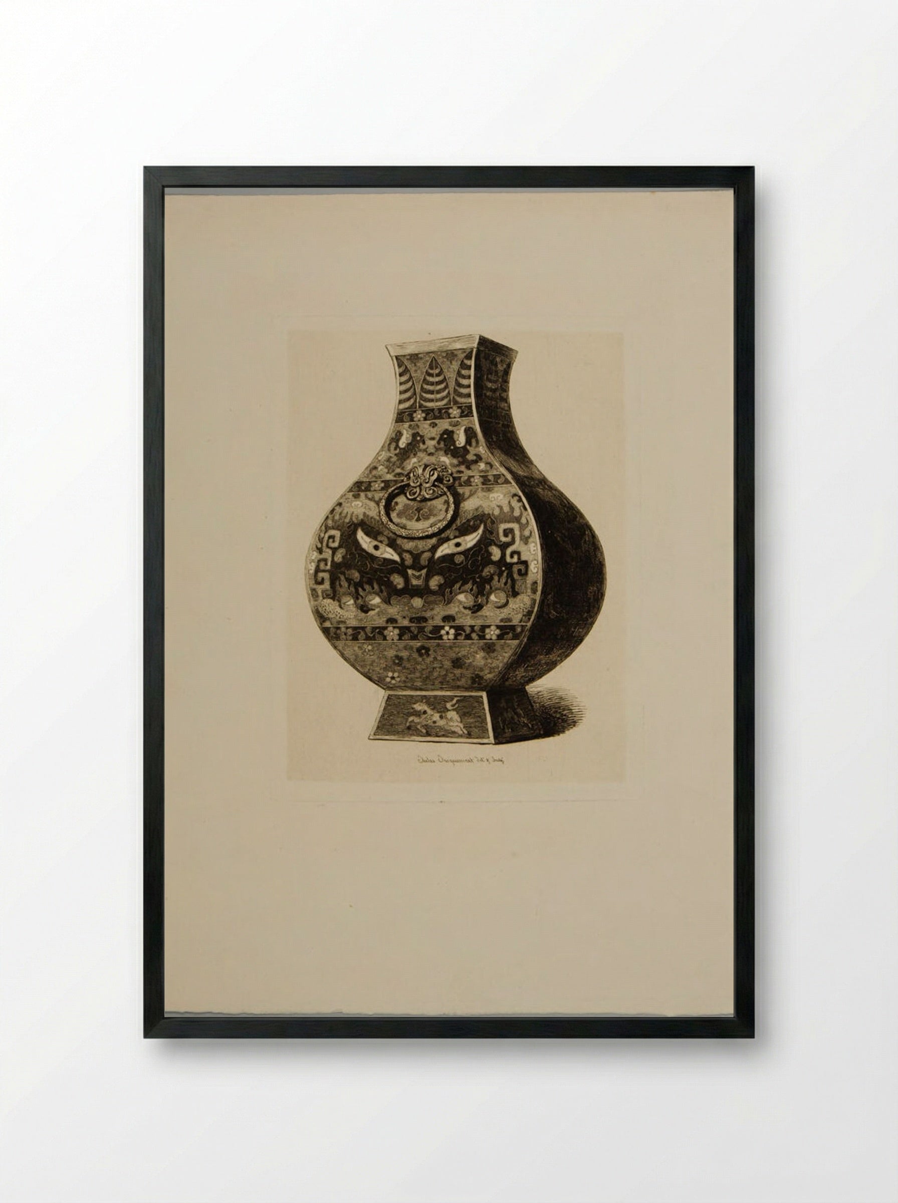 Vase of Cloisonné Enamel - Jules Ferdinand Jacquemart - Framed Print Black