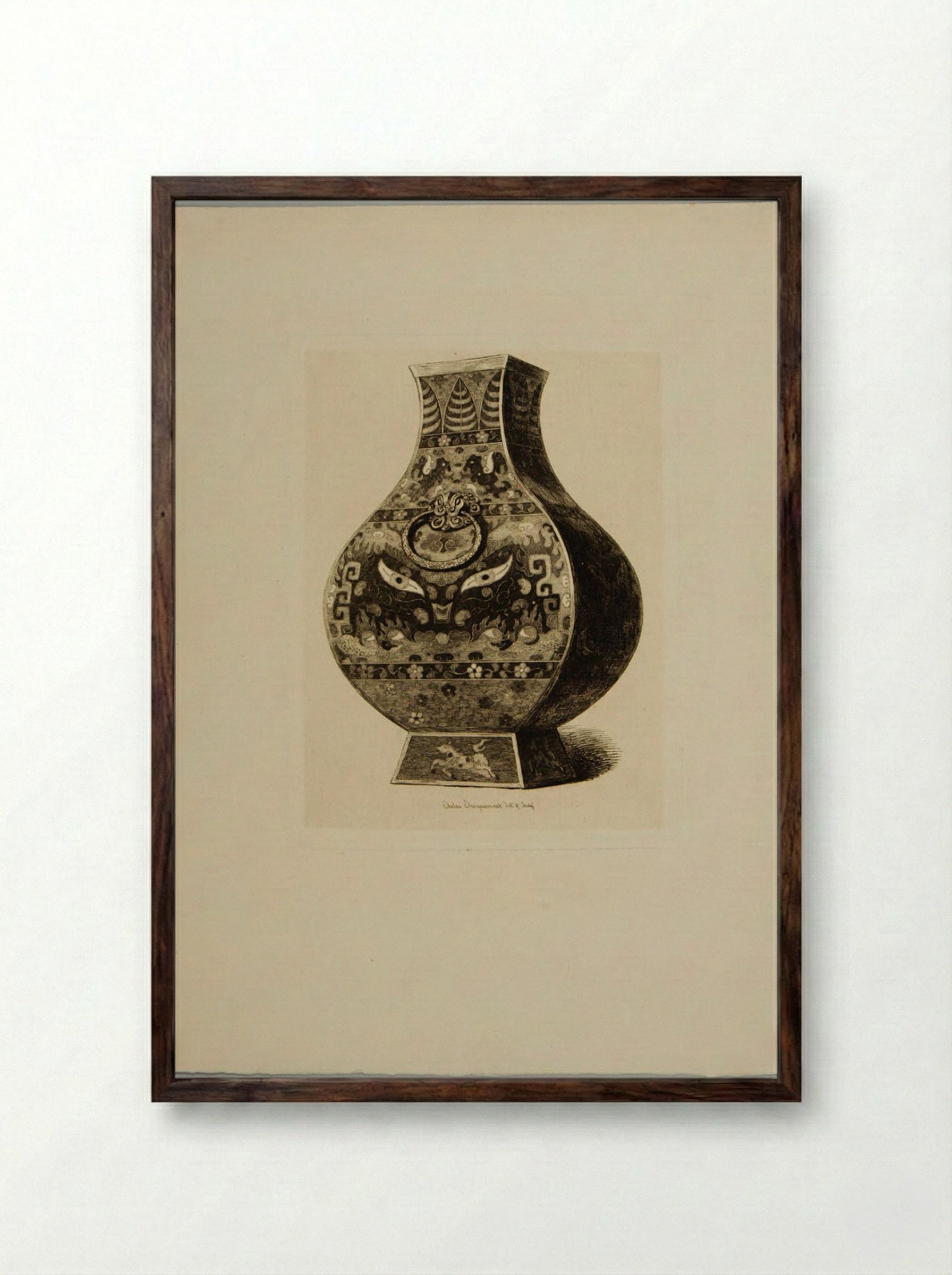 Vase of Cloisonné Enamel - Jules Ferdinand Jacquemart - Framed Print Dark Wood