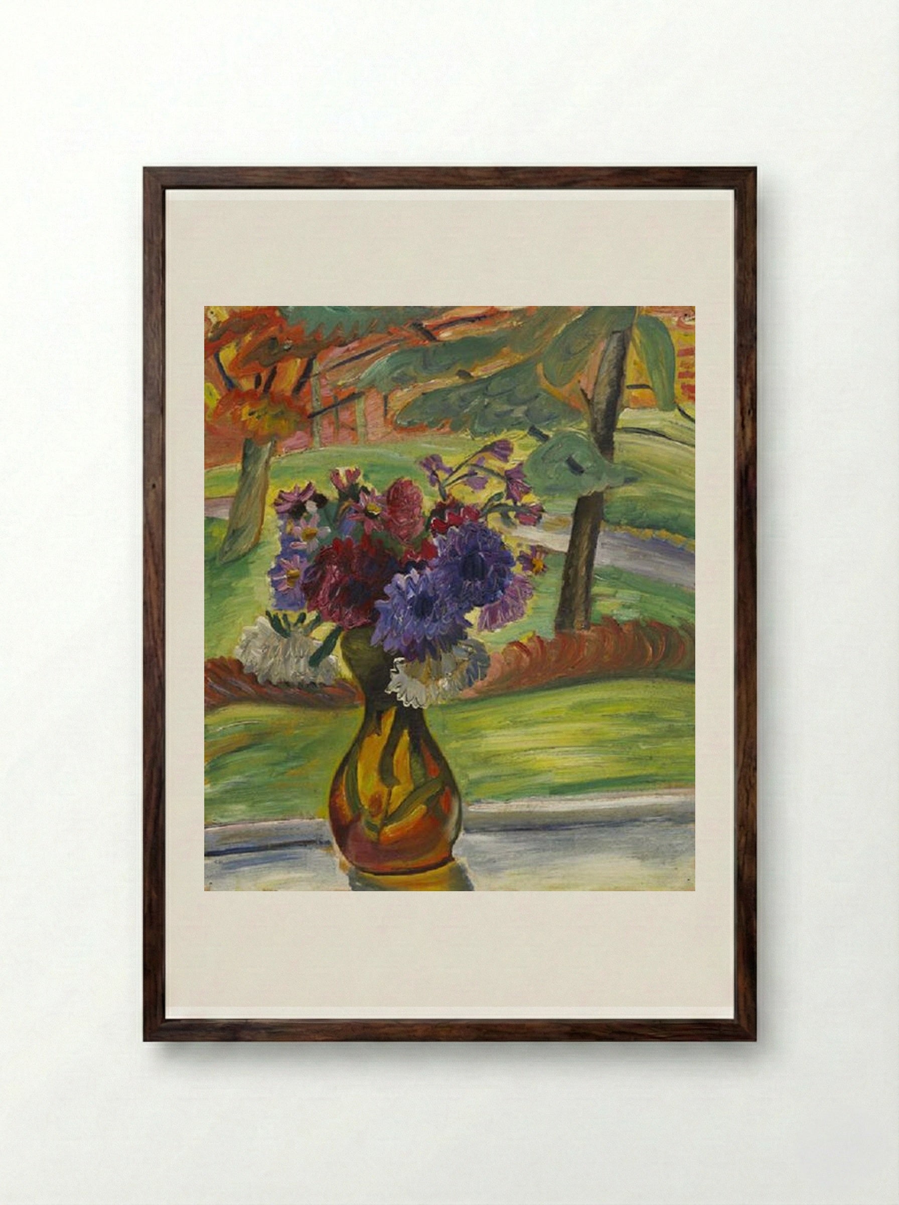 Vase of Flowers I - Prudence Heward - Framed Print Dark Wood