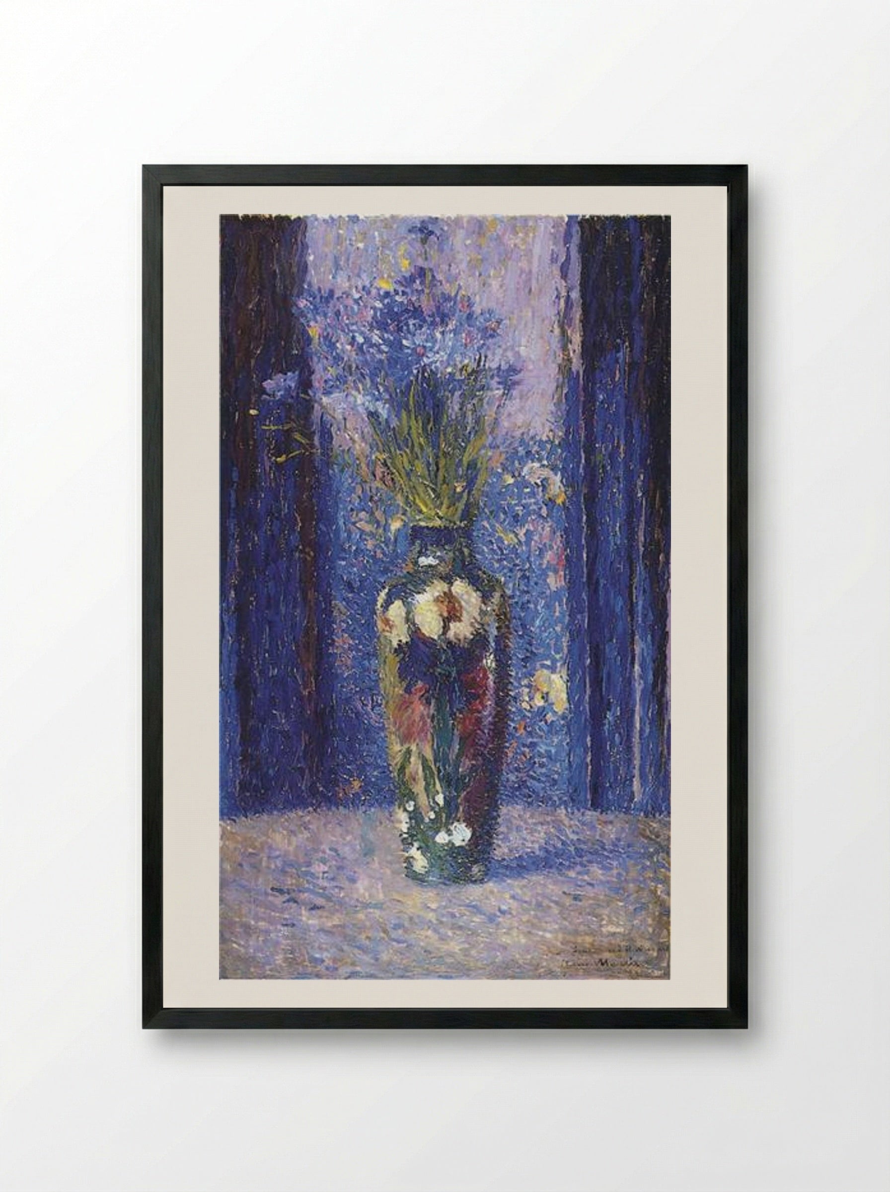 Vase of Flowers - Henri Martin - Framed Print Black