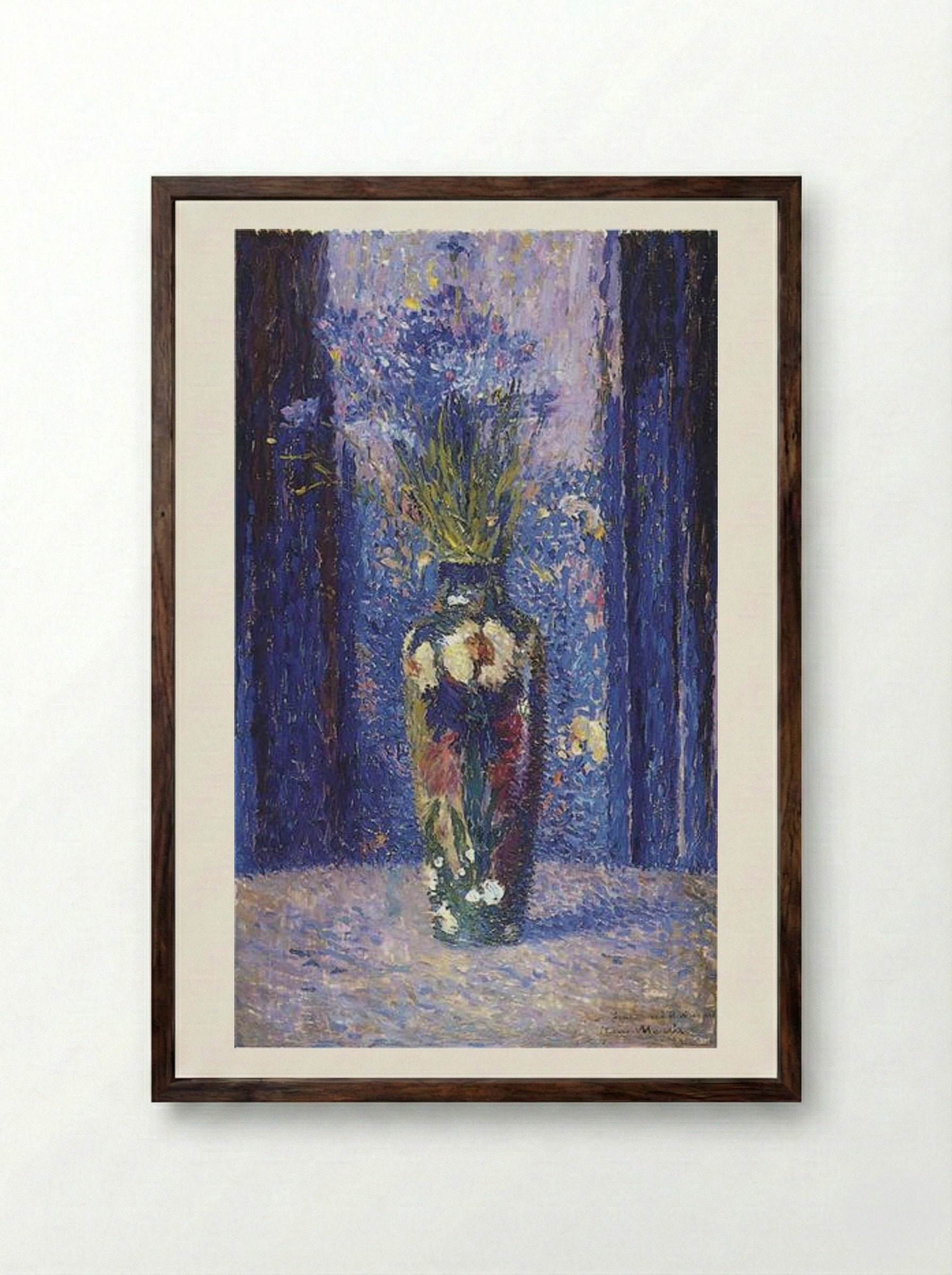 Vase of Flowers - Henri Martin - Framed Print Dark Wood