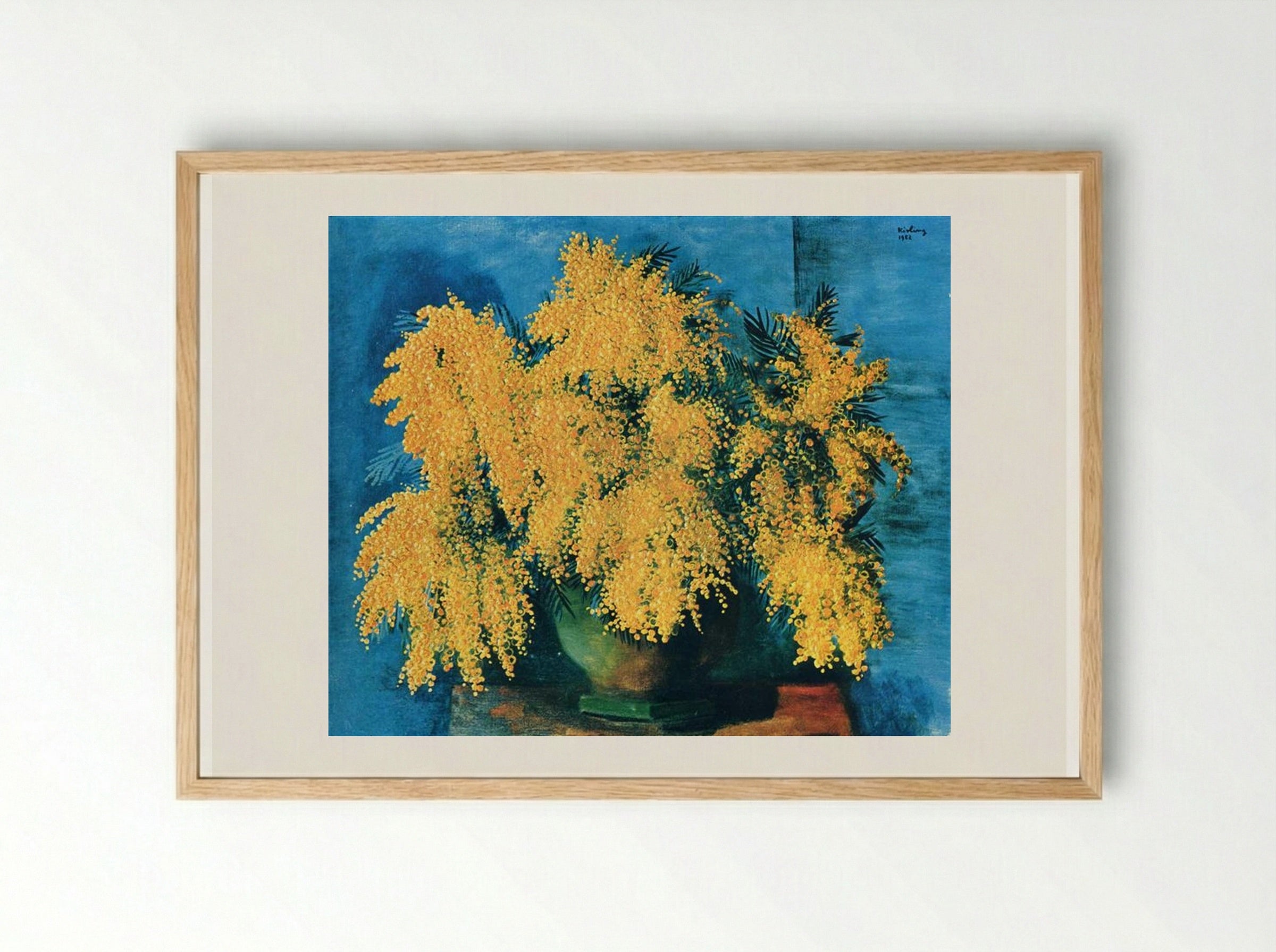 Vase of Mimosa - Moïse Kisling - Framed Print Wood