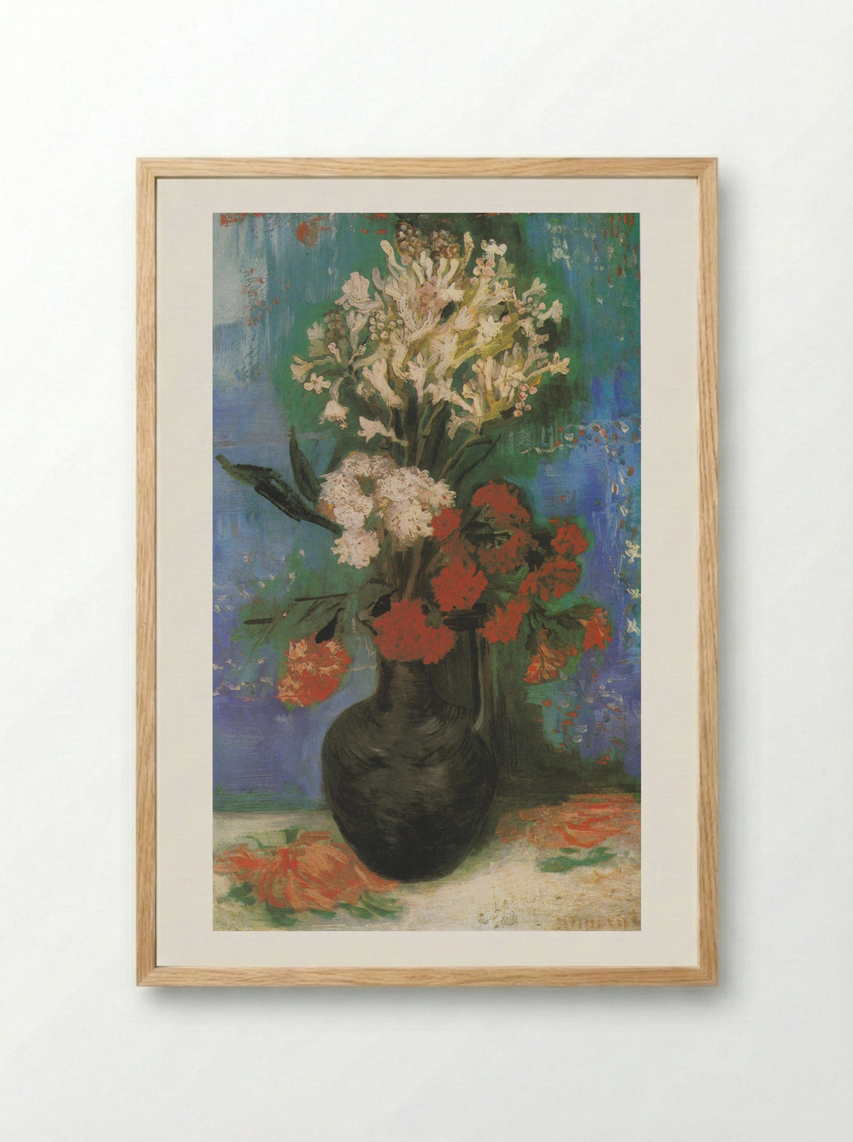 Vase with Carnations and Other Flowers - Vincent van Gogh - Framed Print Wood