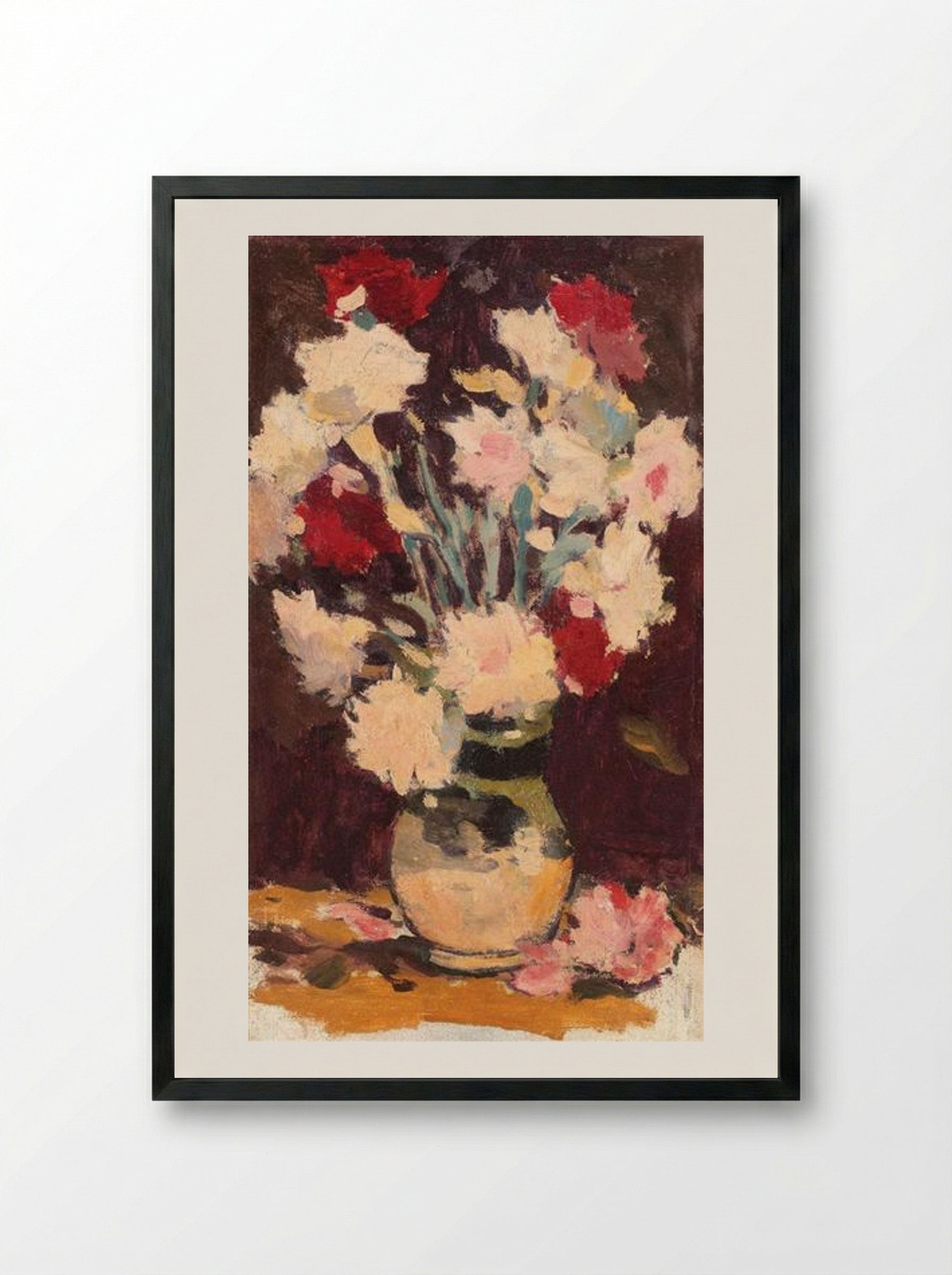 Vase with Carnations - Stefan Luchian - Framed Print Black