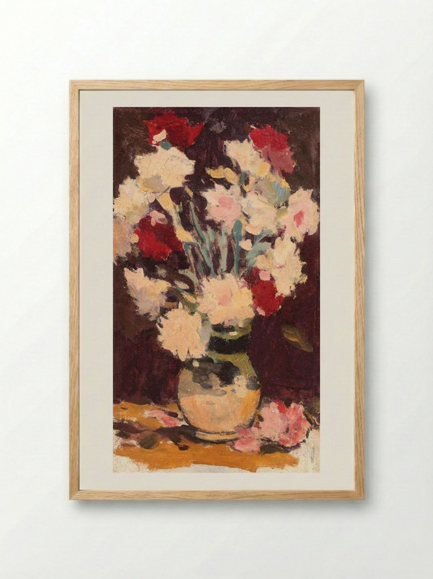 Vase with Carnations - Stefan Luchian - Framed Print Wood