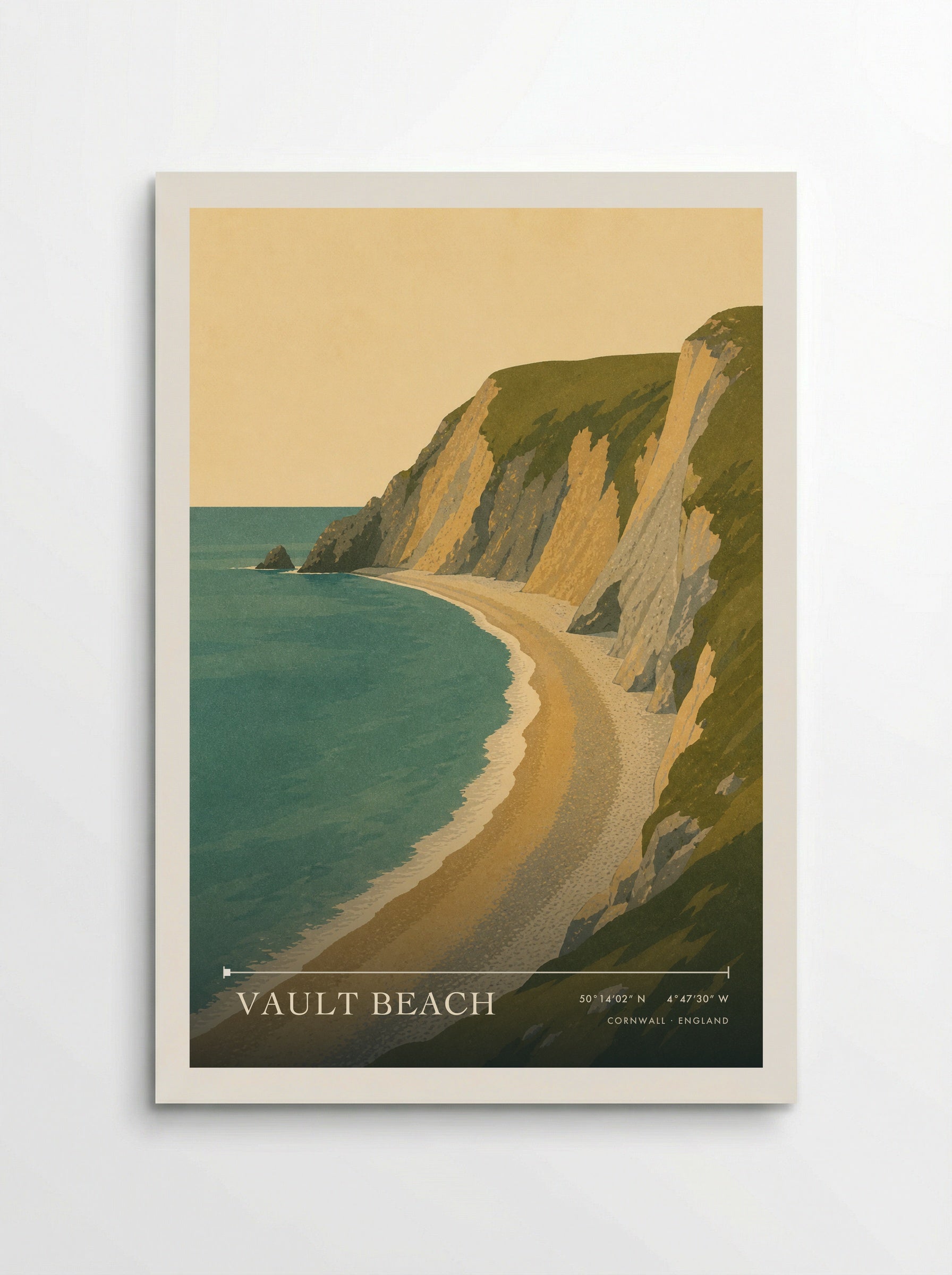 Vault Beach Cornwall England Travel Poster - Poster