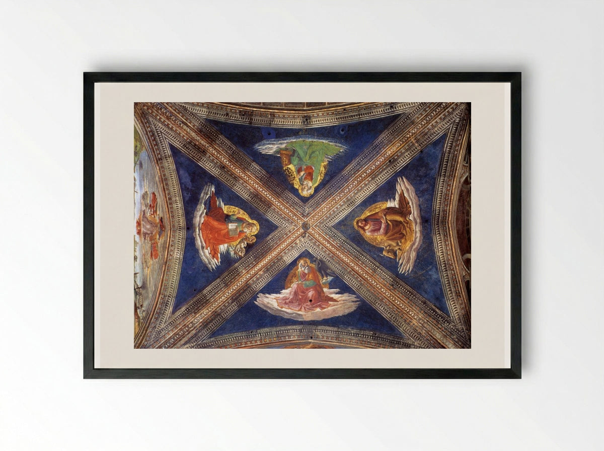 Vaulting of the Tornabuoni Chapel - Domenico Ghirlandaio - Framed Print Black