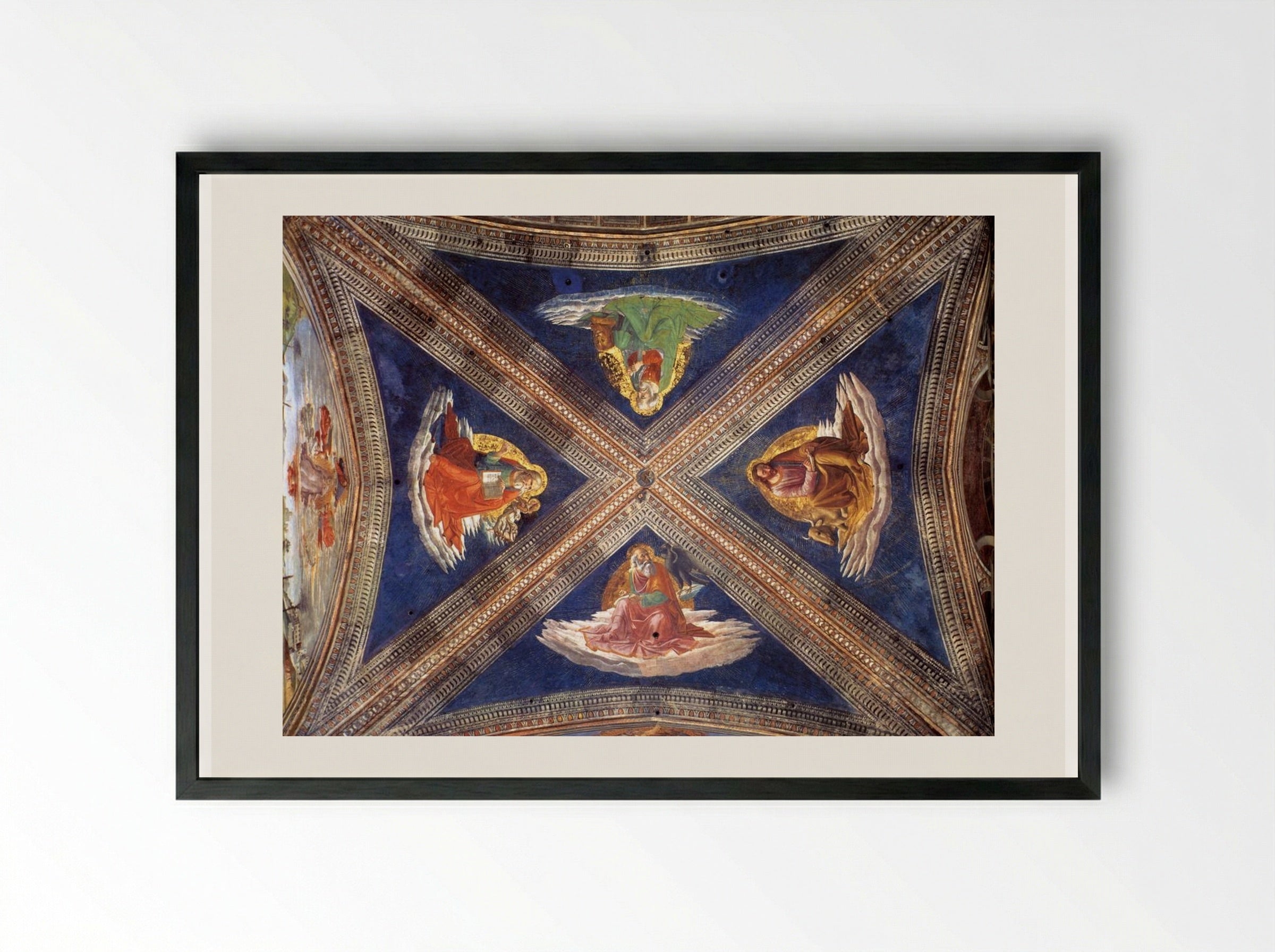 Vaulting of the Tornabuoni Chapel - Domenico Ghirlandaio - Framed Print Black