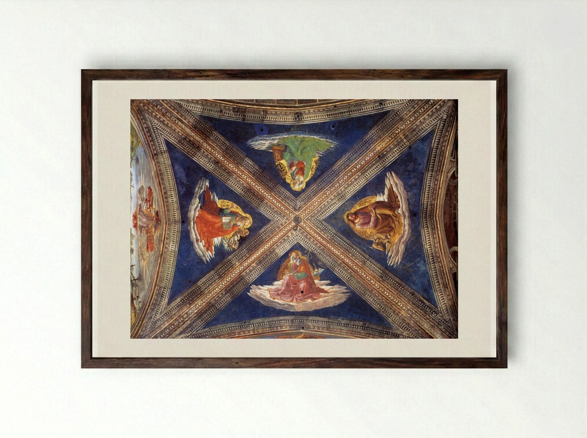Vaulting of the Tornabuoni Chapel - Domenico Ghirlandaio - Framed Print Dark Wood