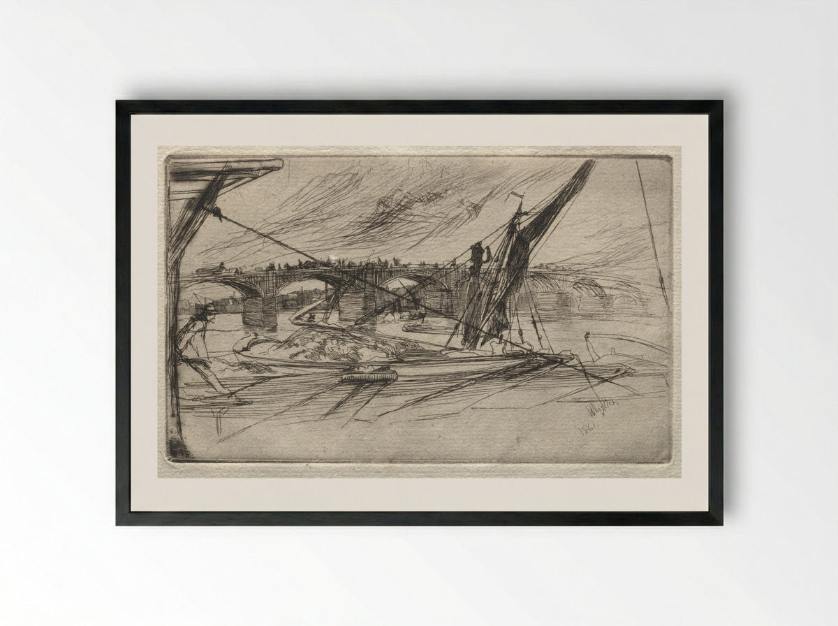 Vauxhall Bridge - James McNeill Whistler - Framed Print Black